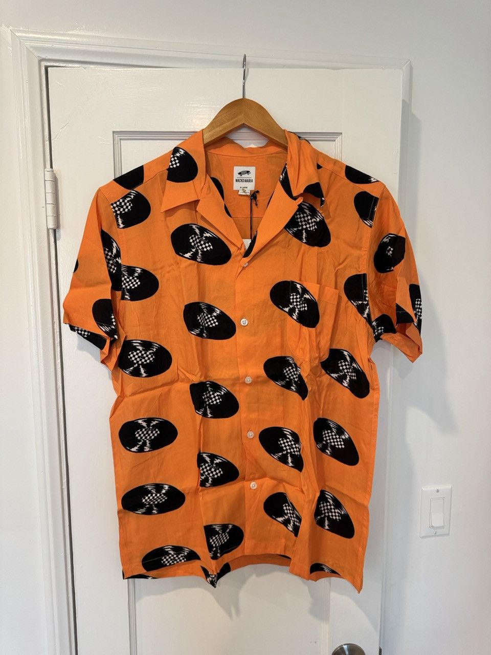 ワコマリア VANS レコード アロハ ハワイアンシャツ 半袖サイズXLオレンジ