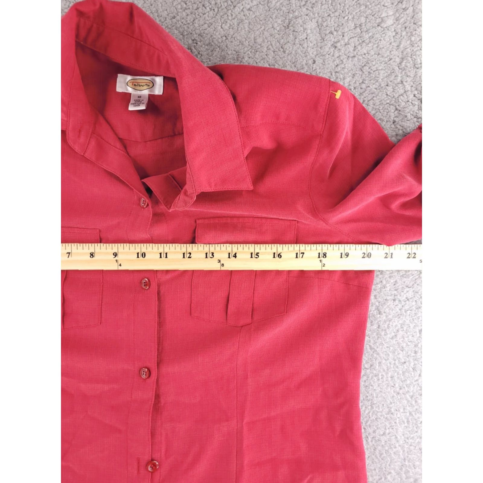 Talbots Talbots Dress Womens 10 Red Long Shirt Button Up Rayon Calf-Ankle Polynosic Pattern Solid Vintage No Size L / US 10 / IT 46 - 6 Thumbnail