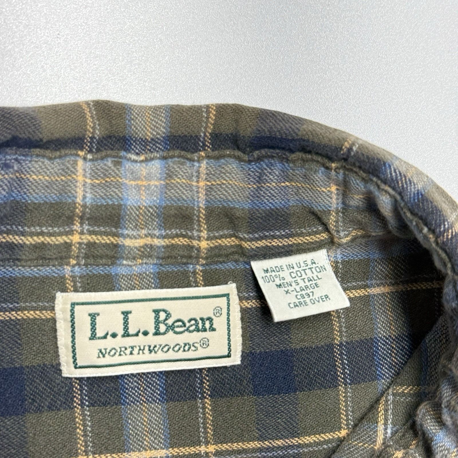 L.L. Bean Vintage LL Bean Northwoods Flannel Green Size XL Tall USA Size US XL / EU 56 / 4 - 7 Thumbnail