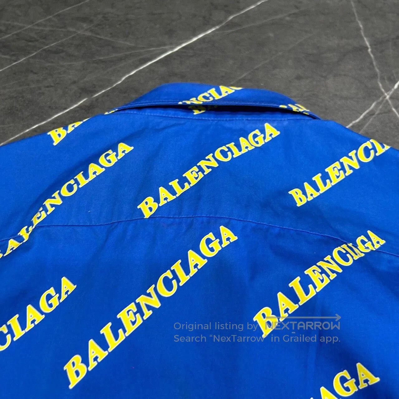 Balenciaga Klein Blue Logo Short Sleeve Shirt.