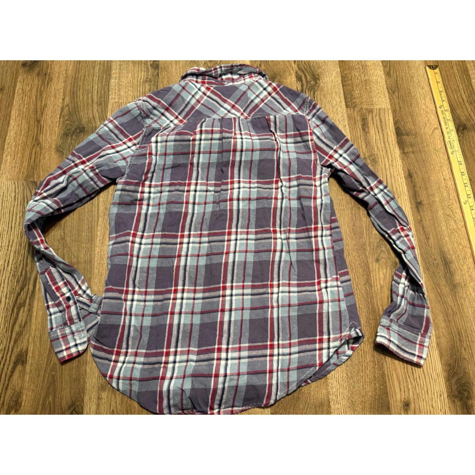 Vintage Hippie Laundry Shirt Women's Small Blue Red Purple White Plaid Button Up Size S / US 4 / IT 40 - 2 Thumbnail