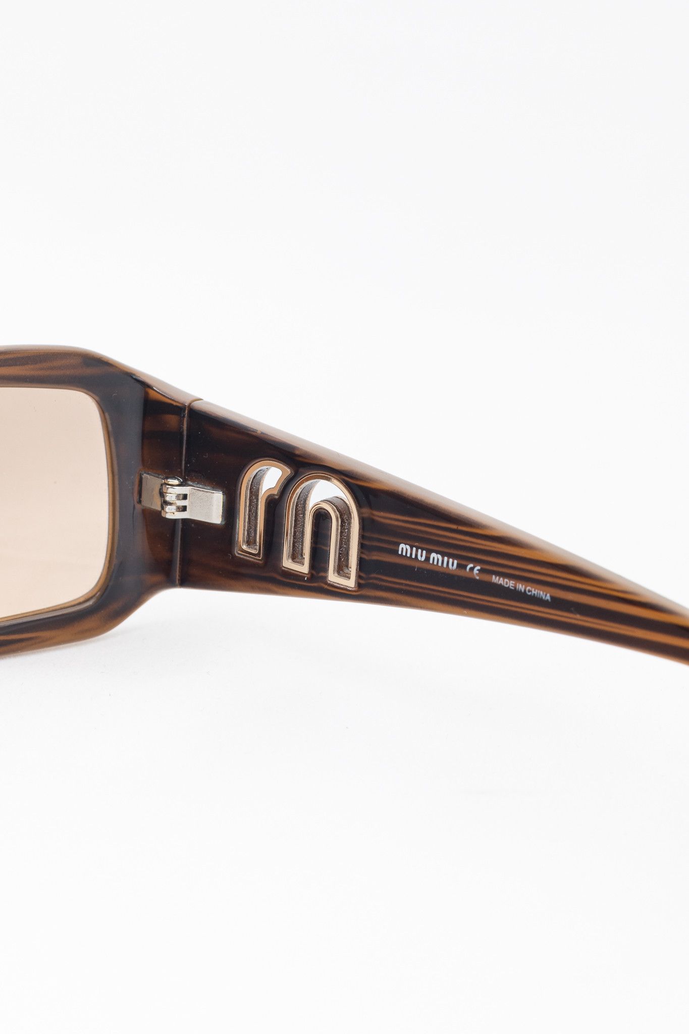 Miu Miu Miu Miu SMU07H Brown Rectangular Cutout-Logo Sunglasses Size ONE SIZE - 7 Thumbnail