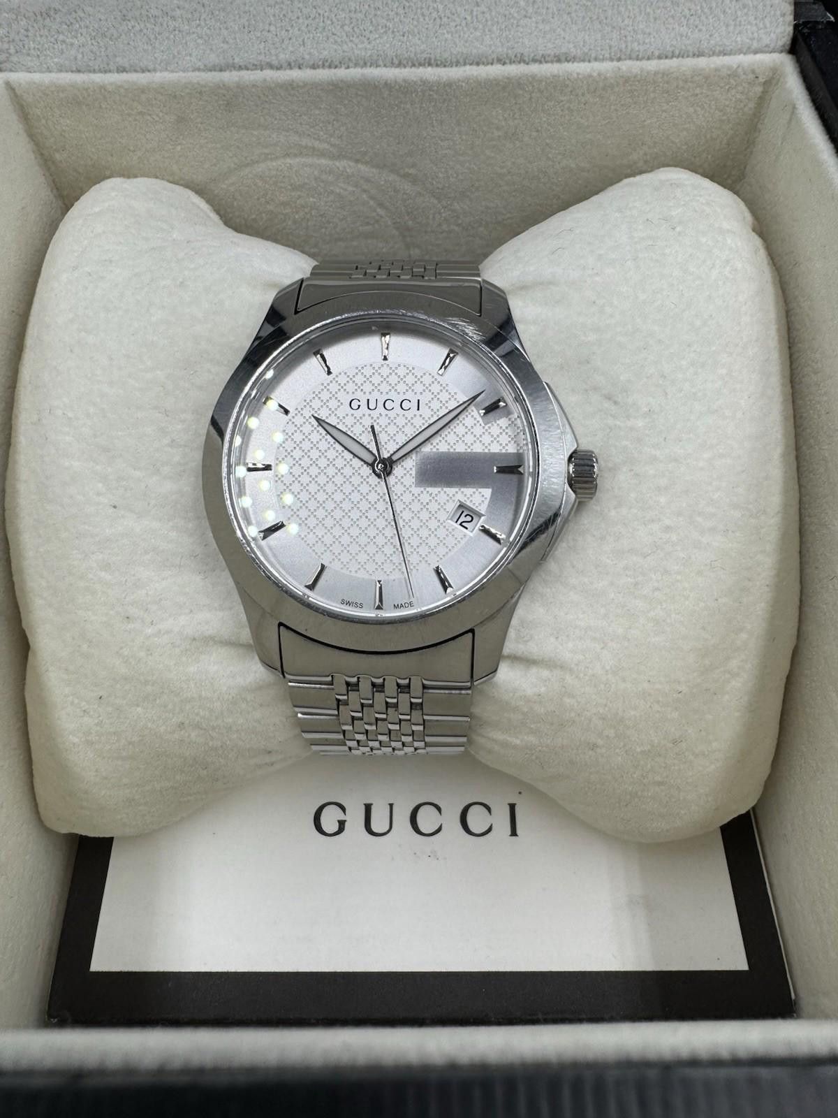 Gucci G-Timeless YA126401 White Quartz Mens box papers