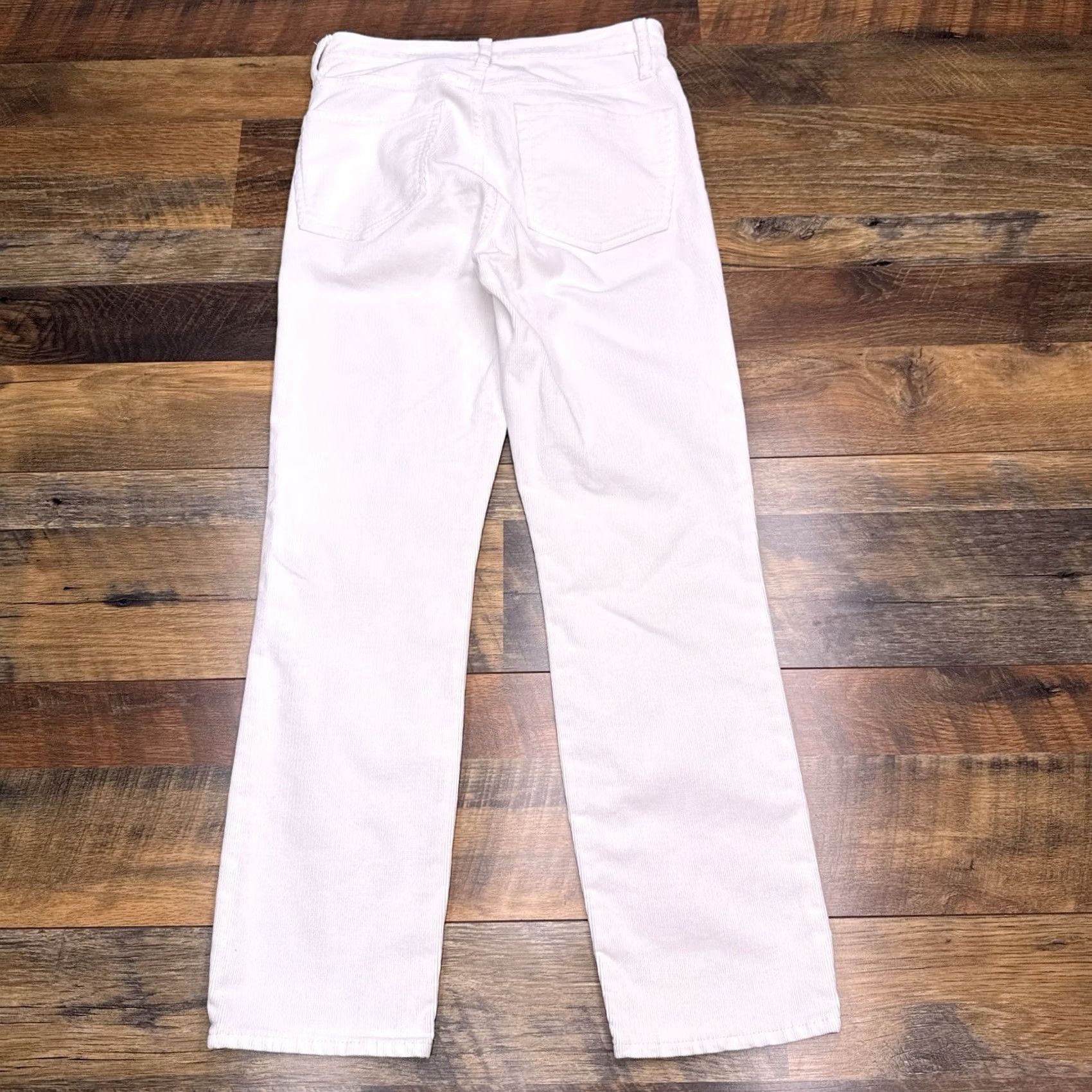 J.Crew J.CREW Pants Womens Slim Straight Corduroy 26 White Mid Rise Stretch Chino Flat Front Button Zip Size 26" / US 2 / IT 38 - 3 Thumbnail