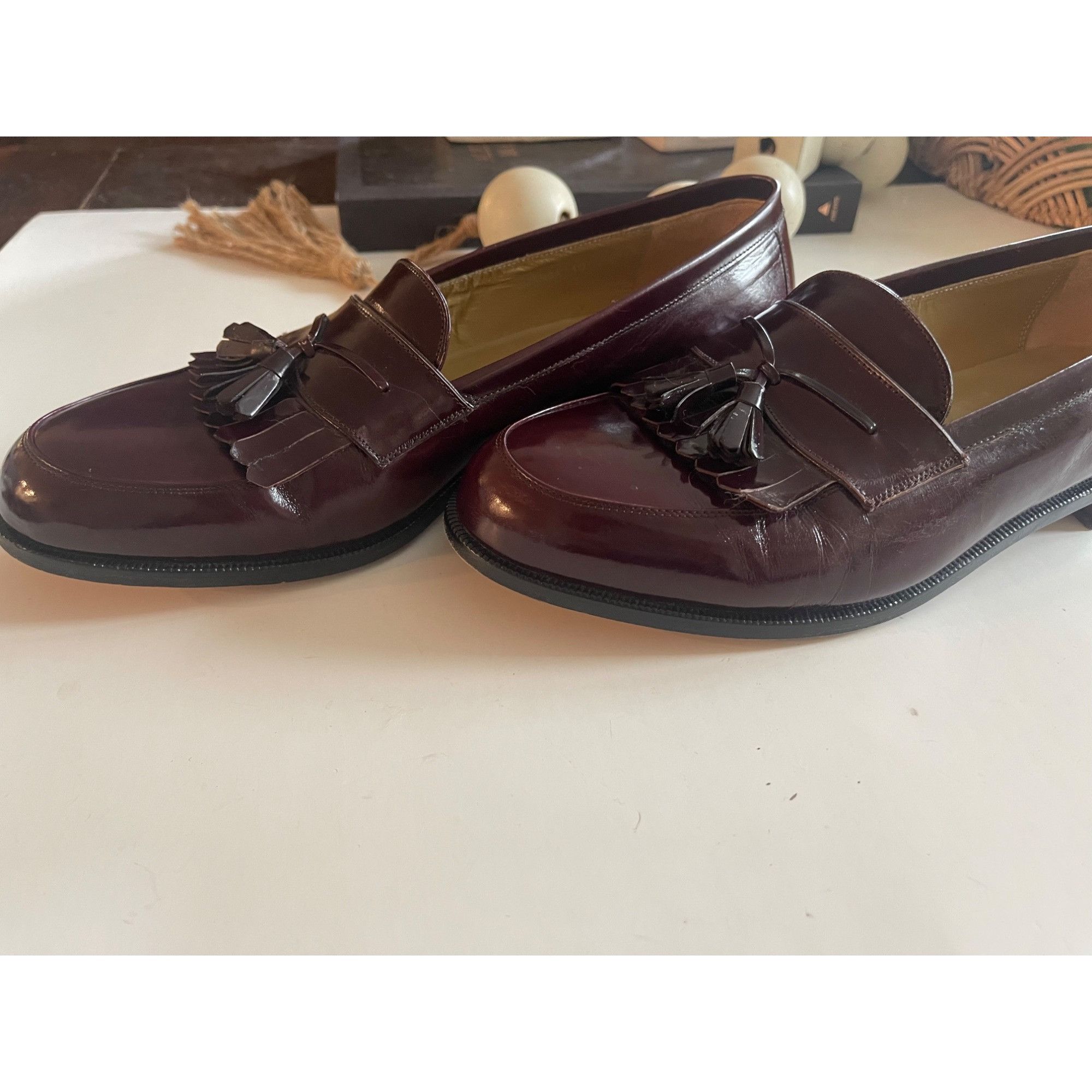Mezlan MEZLAN BURGUNDY MADE IN SPAIN KILTI TASSEL LEATHER SLIP ON L Size US 10 / EU 43 - 5 Thumbnail