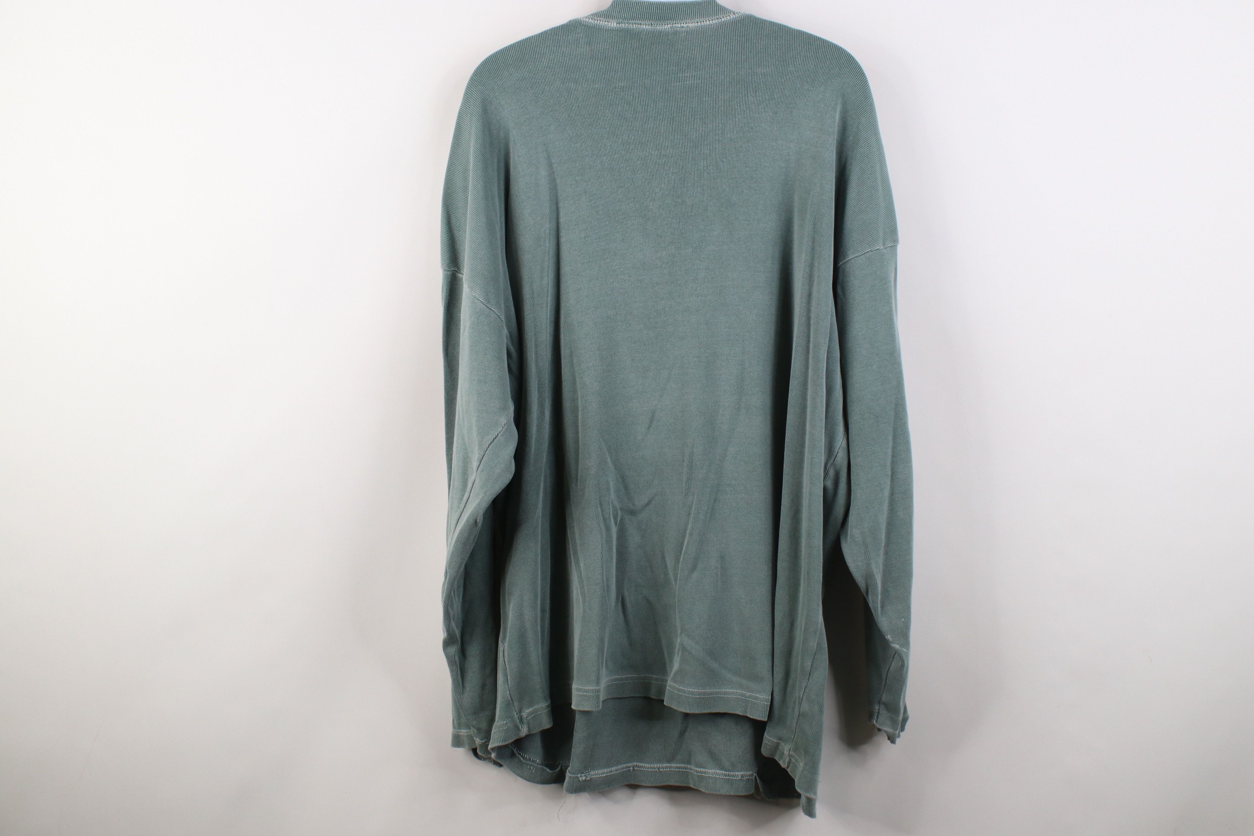 Vintage Vintage 90s Ribbed Knit Long Sleeve Henley T-Shirt Green Size US XL / EU 56 / 4 - 14 Thumbnail