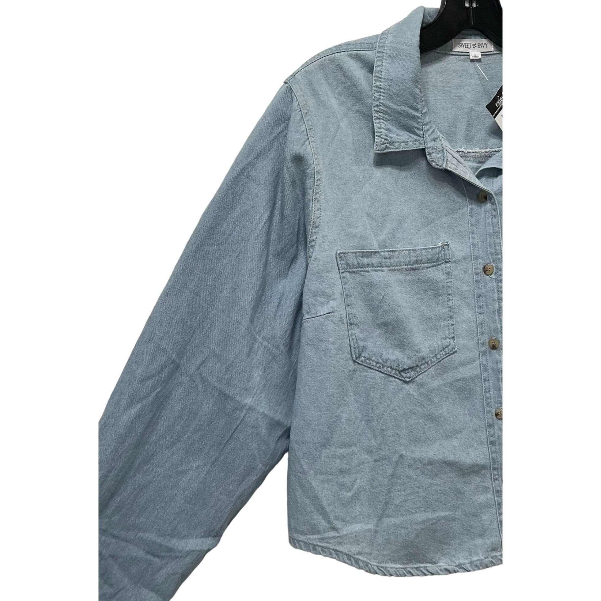 Other Sweet Envy - Women's Chambray Long Sleeve Button Down Shirt Size L / US 10 / IT 46 - 13 Thumbnail