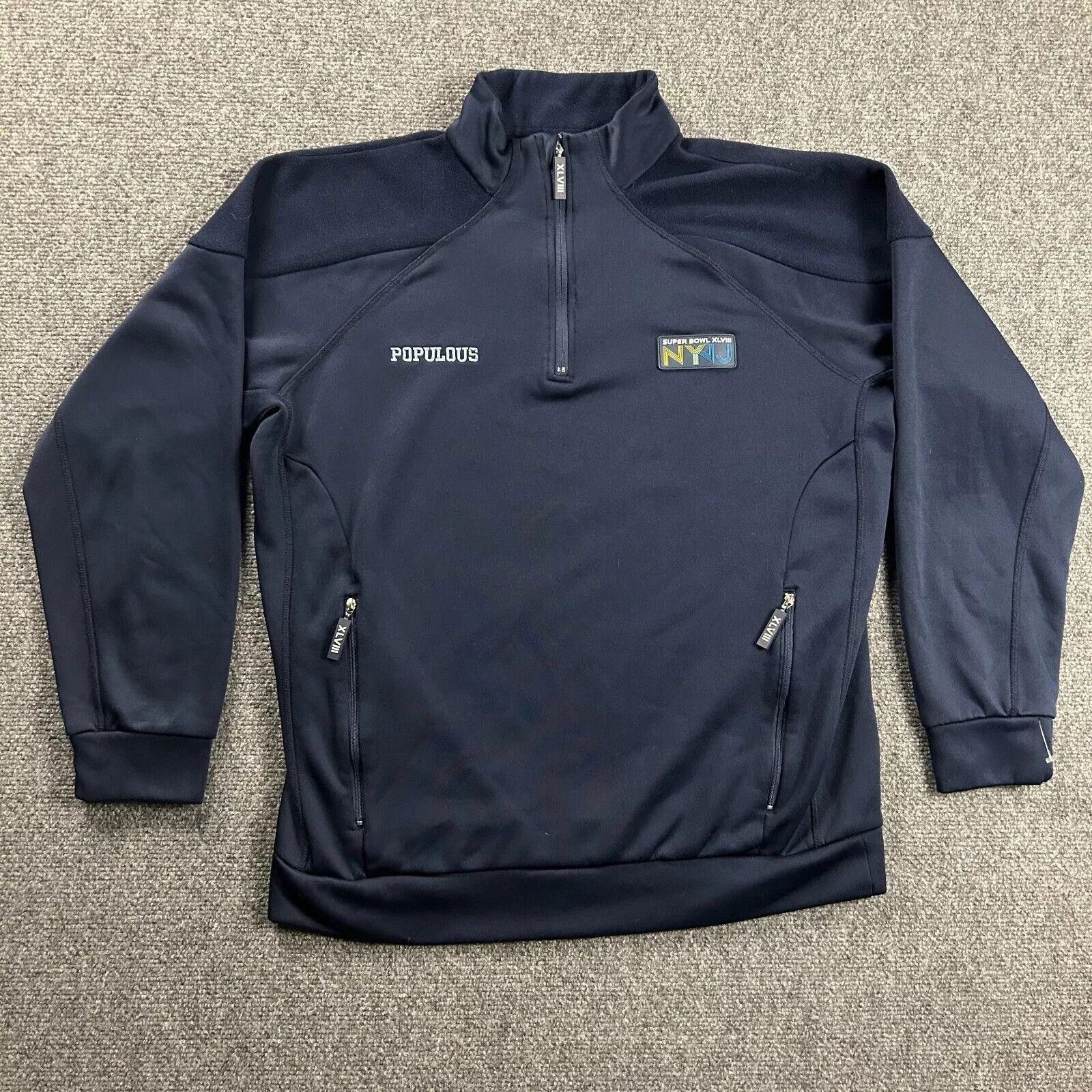 NFL Super Bowl XLVIII 1/4 Zip Pullover Mens Medium Polyester Size US M / EU 48-50 / 2 - 1 Thumbnail