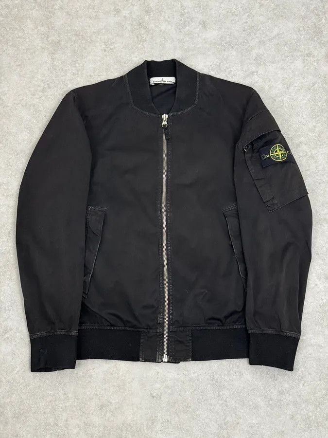 AW2015 Stone Island Black Minimalist Bomber Jacket