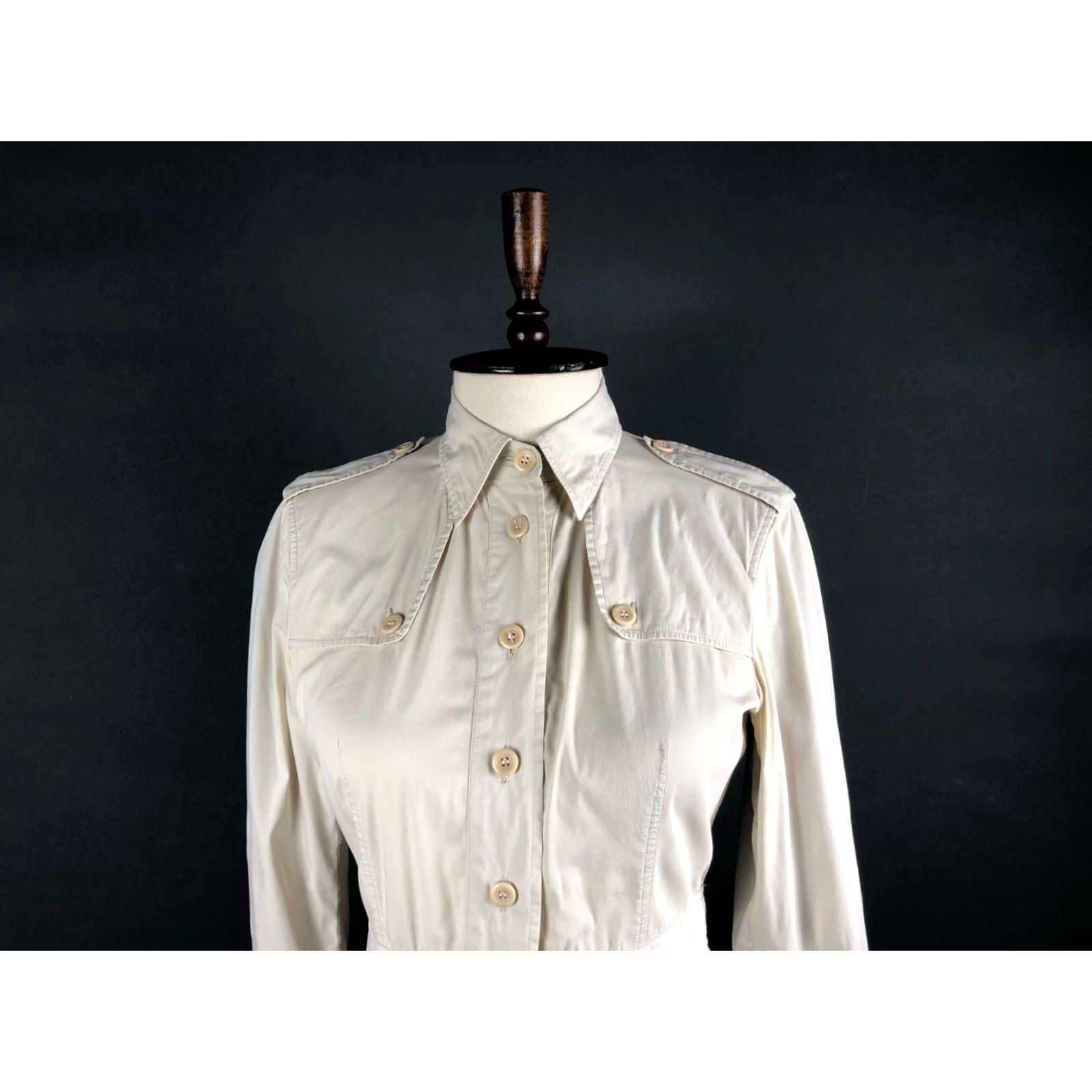 Vintage Weekend Max Mara Shirt Dress - Ivory Cotton 3/4 Sleeve Button-Up, Size 6, Women Size M / US 6-8 / IT 42-44 - 5 Thumbnail
