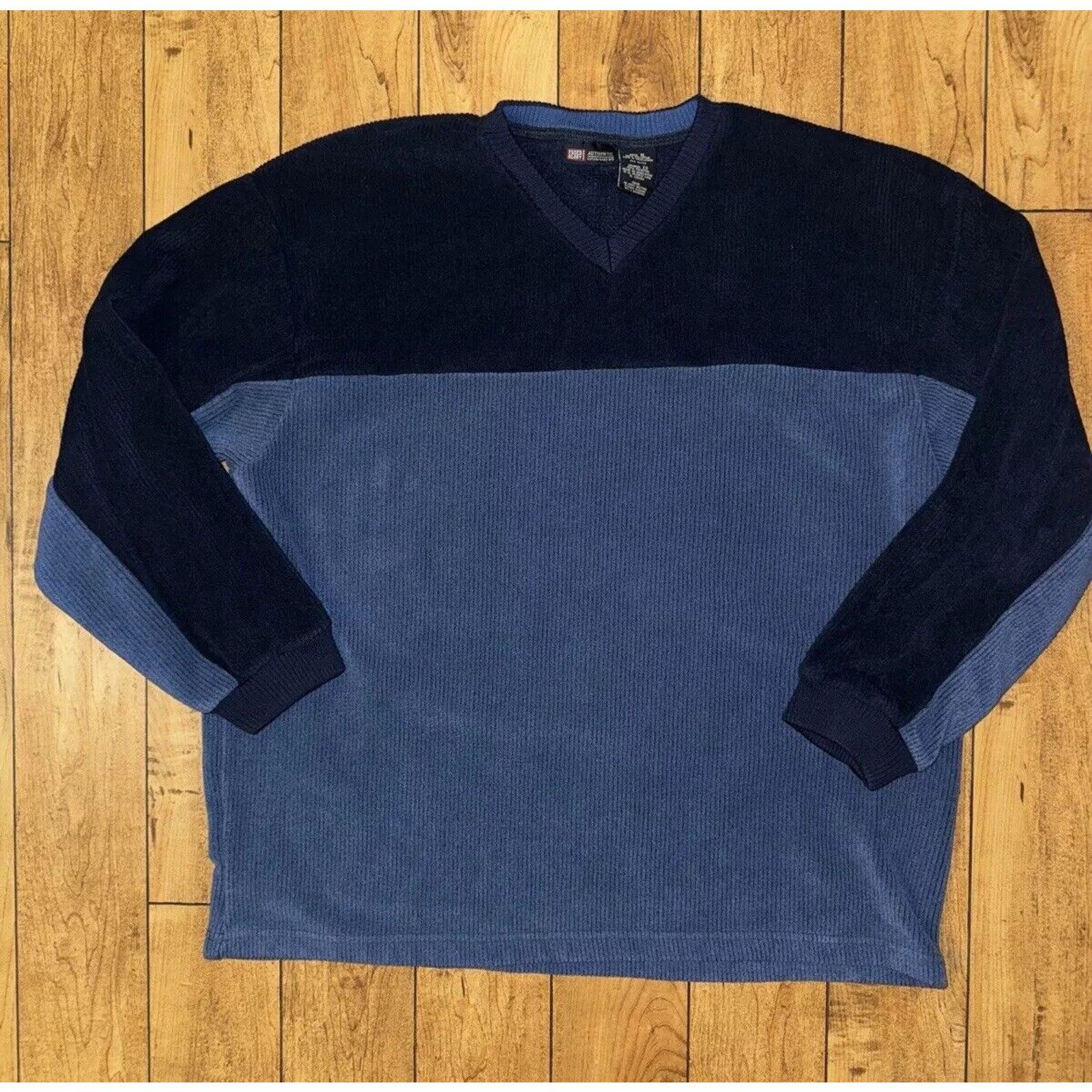 Faded Glory × Vintage Vintage 90s Faded Glory Polyester V-Neck Shirt Blue XL 25x30 Size US XL / EU 56 / 4 - 1 Thumbnail