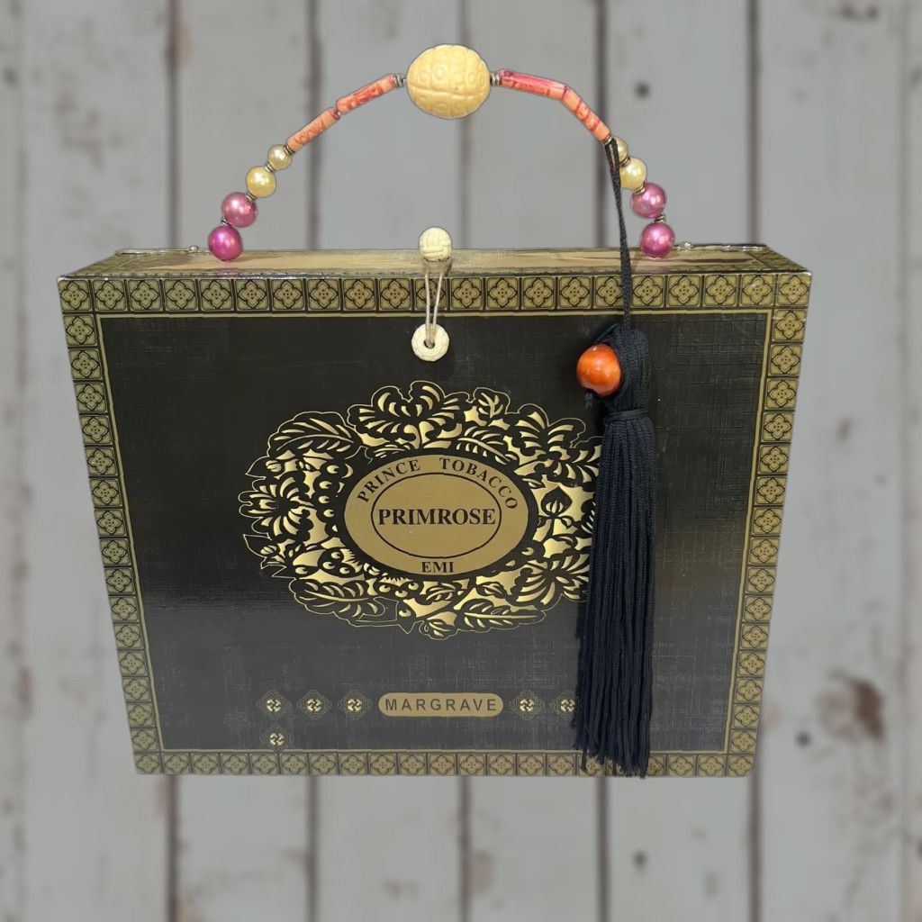 Vintage Primrose Cigar Box Clutch Bag Small Multi-Color Beaded Fringe Tassel Women