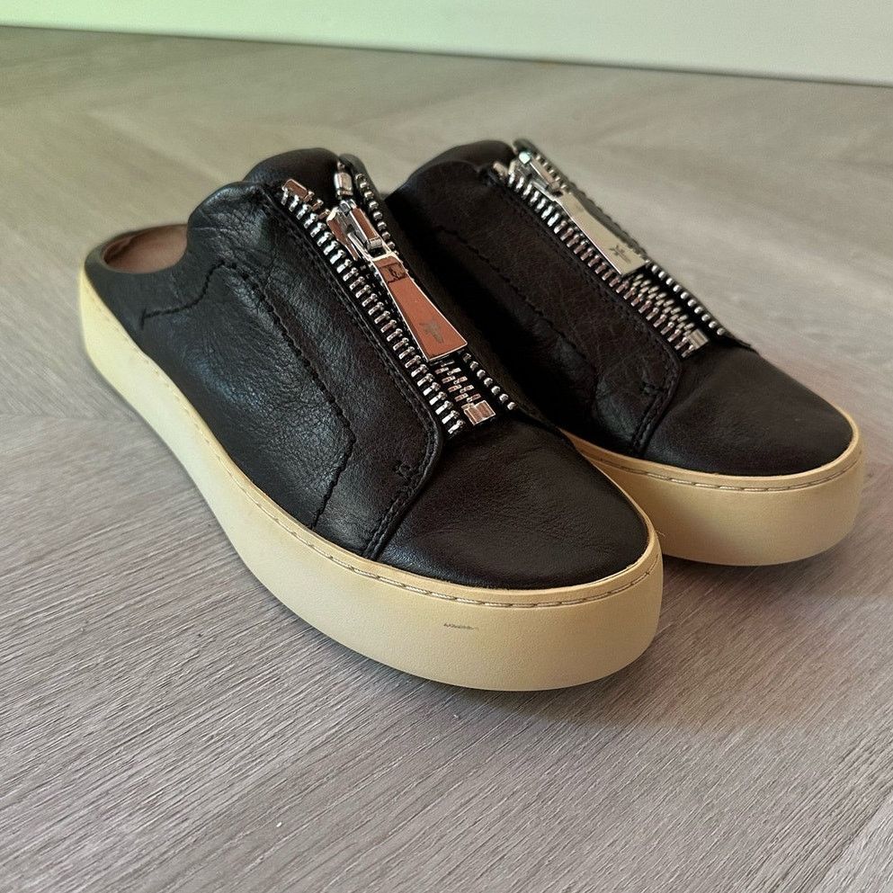 Frye Frye Zip Lena Leather Mule Sneakers Black Slip On Women's 6 Size US 6 / IT 36 - 1 Thumbnail
