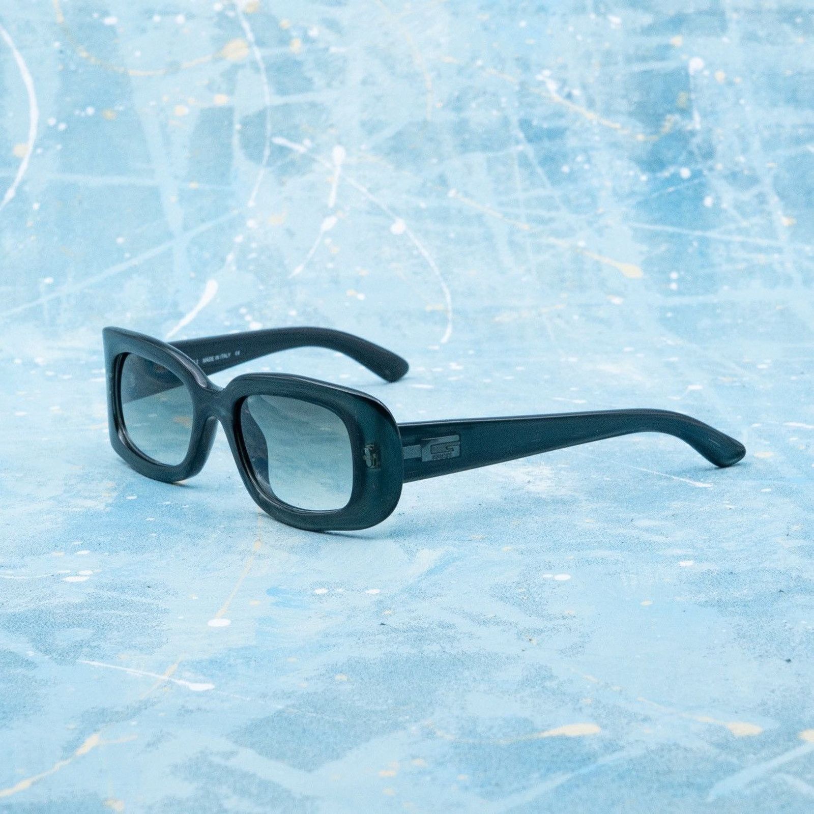 Gucci × Vintage Vintage gucci logo rectangular transparent green sunglasses Size ONE SIZE - 1 Thumbnail