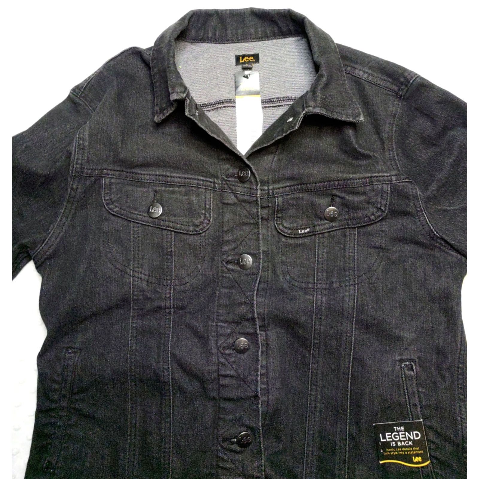 Lee Lee Denim Jacket Regular Black NWT Women's Large Stretch Jacket Style Legendary Size L / US 10 / IT 46 - 4 Thumbnail