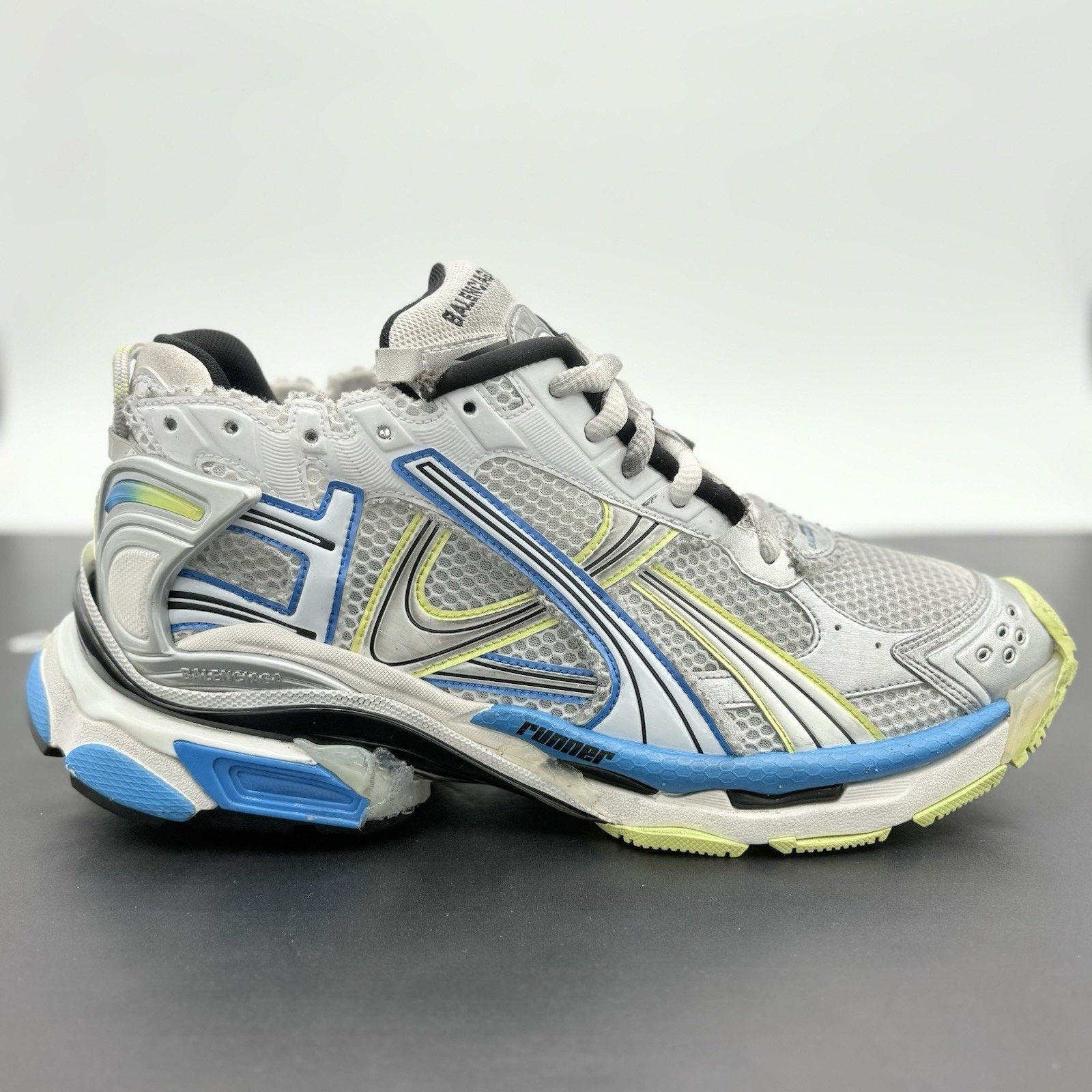 Balenciaga Balenciaga Runner ' White Yellow Blue ' EXCELLENT CONDITION! Size US 12 / EU 45 - 2 Thumbnail