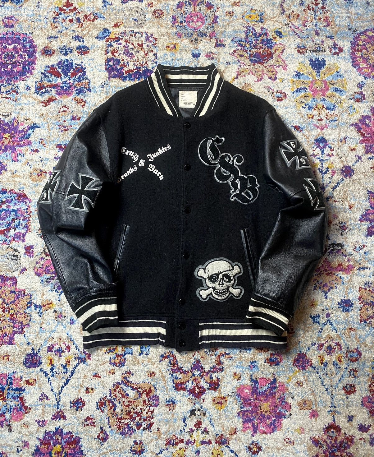 Japanese Brand Vintage 90s Crush & Burn Full Grain Leather Bomber Jackets Size US L / EU 52-54 / 3 - 1 Thumbnail