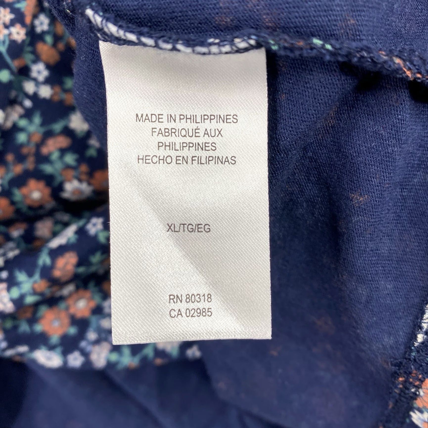 Lucky Brand Lucky Brand Top Womens XL Blue Micro Floral Long Sleeve Pullover Square Neck Blouse Size XL / US 12-14 / IT 48-50 - 4 Thumbnail