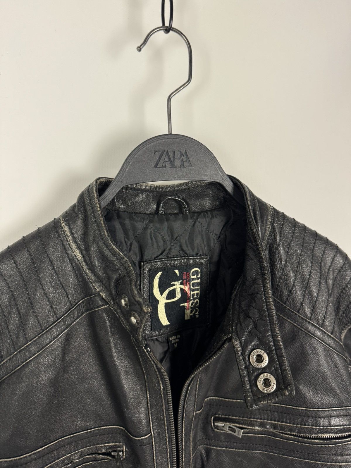 Guess Y2K Distressed Guess Bike Leather Jacket Size US M / EU 48-50 / 2 - 6 Thumbnail