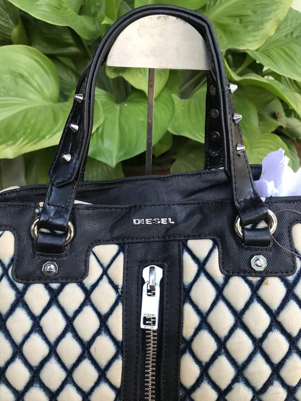 Diesel Diesel Tote Bag Denim Leather Chuck Zip Studs Size ONE SIZE - 8 Thumbnail