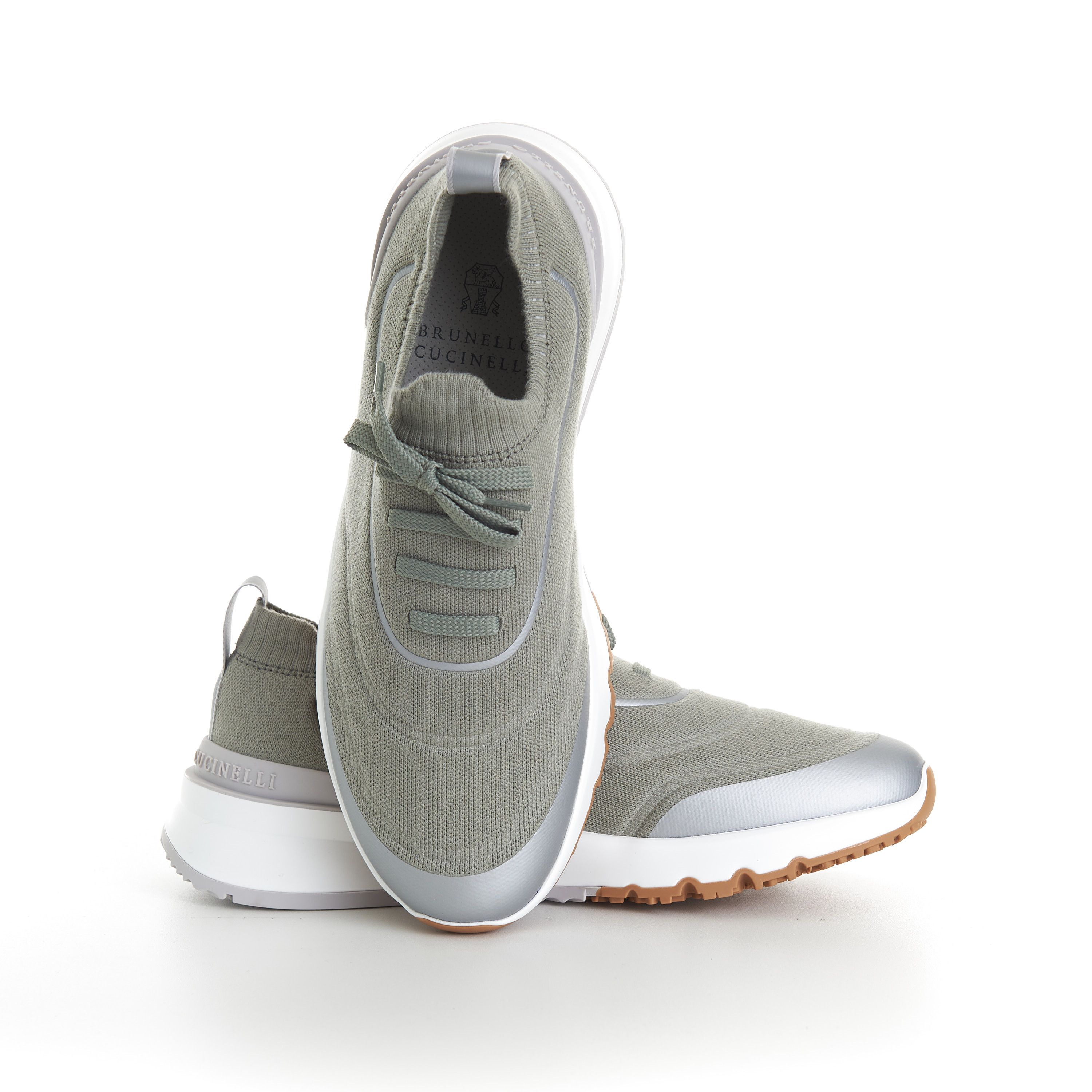 Brunello Cucinelli Techno Cotton Knit Runners With Heat-Bonded Details Size US 6 / EU 39 - 10 Thumbnail