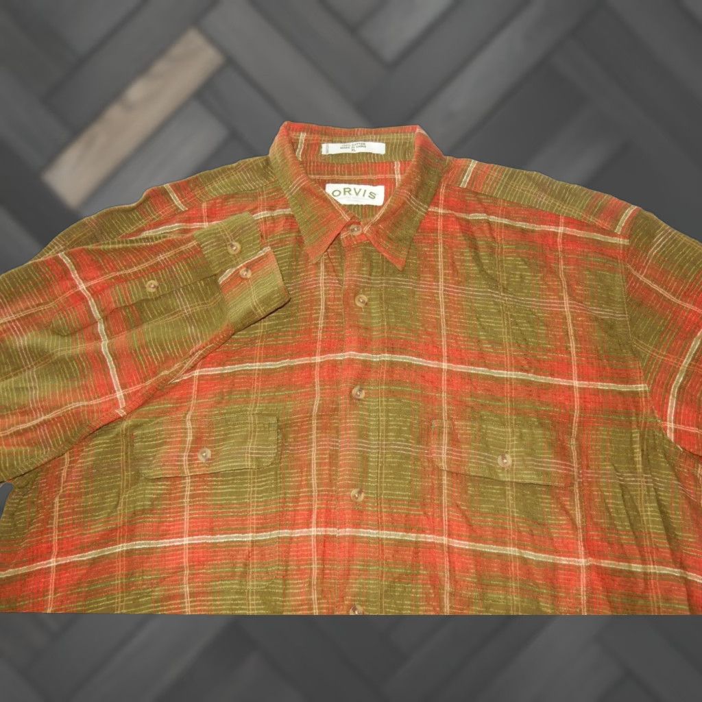Orvis Orvis Mens Long Sleeve Button-Front Plaid Shirt Green XL Size US XL / EU 56 / 4 - 1 Thumbnail