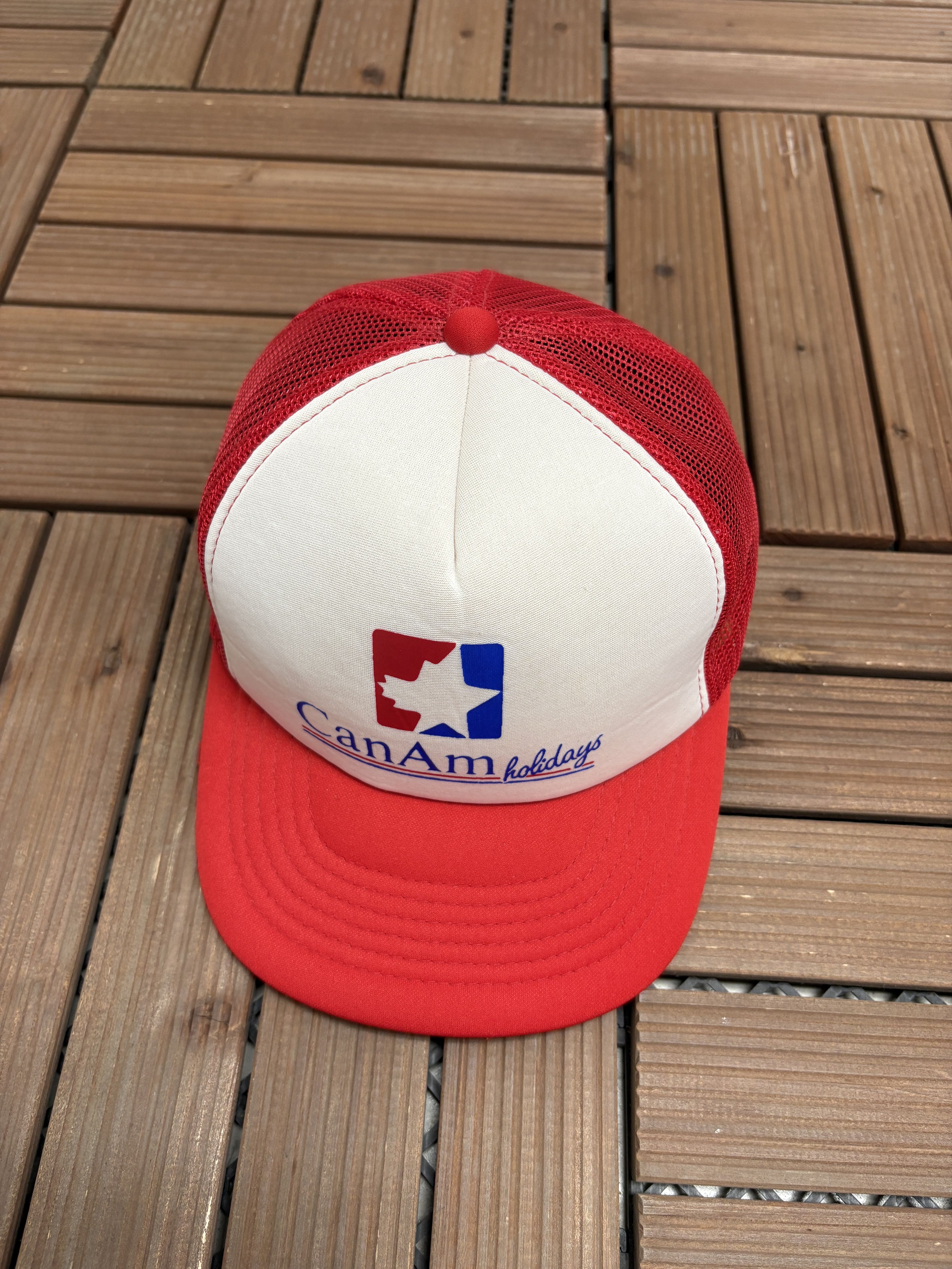 Vintage Can-Am Holidays Vintage White Trucker Snap Back Hat Size ONE SIZE - 1 Thumbnail
