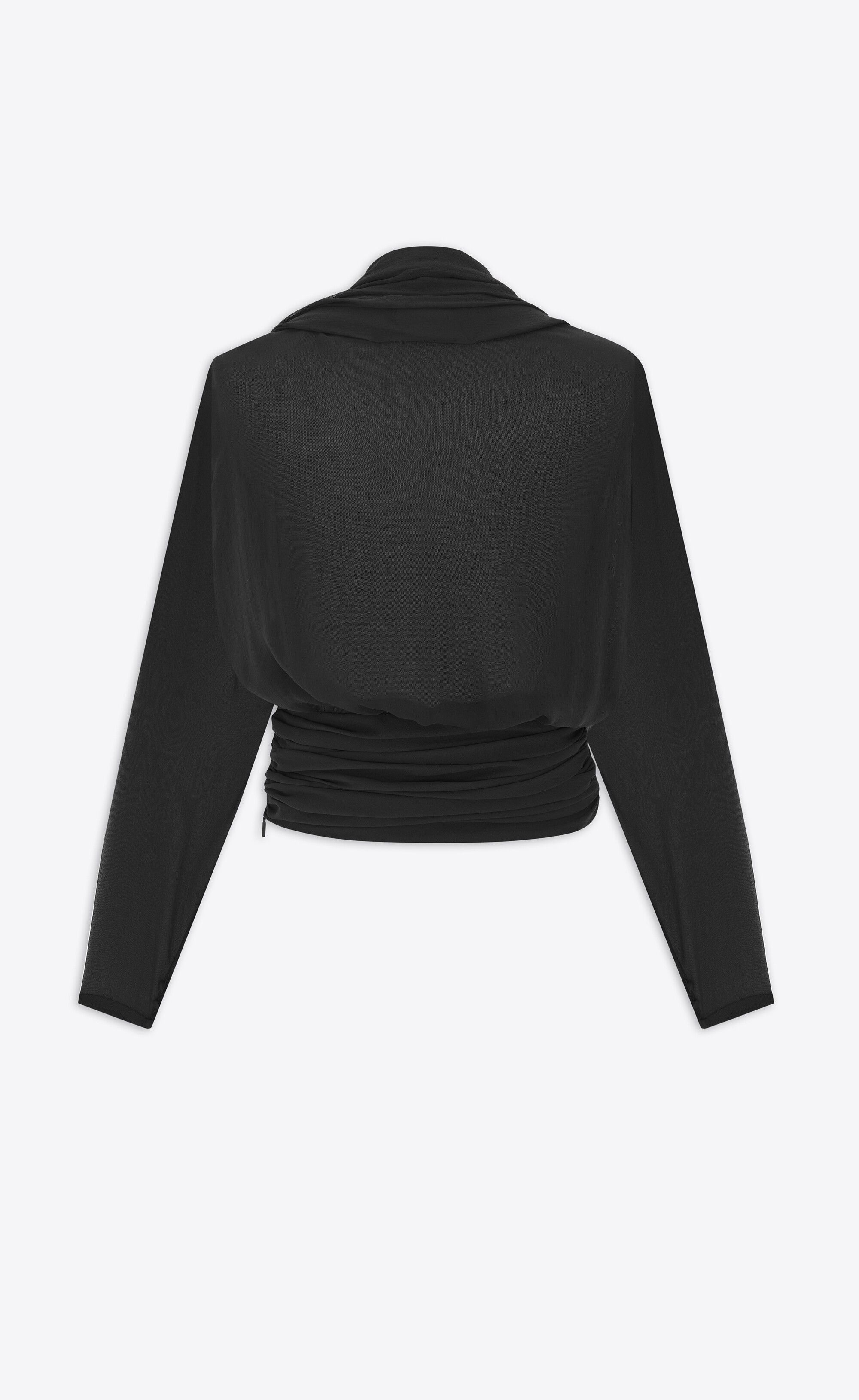 Saint Laurent Paris o1bcso1str1124 Draped Blouse In Silk in Black Size US XS / EU 42 / 0 - 2 Thumbnail