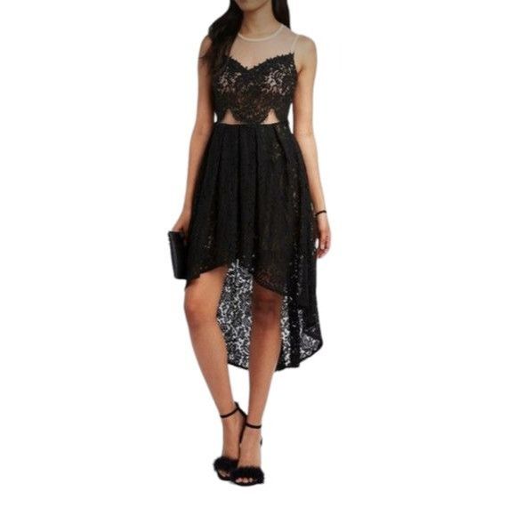 Other Dress Charlotte Russe Black Lace Nude High Low Illusion Woma Grailed