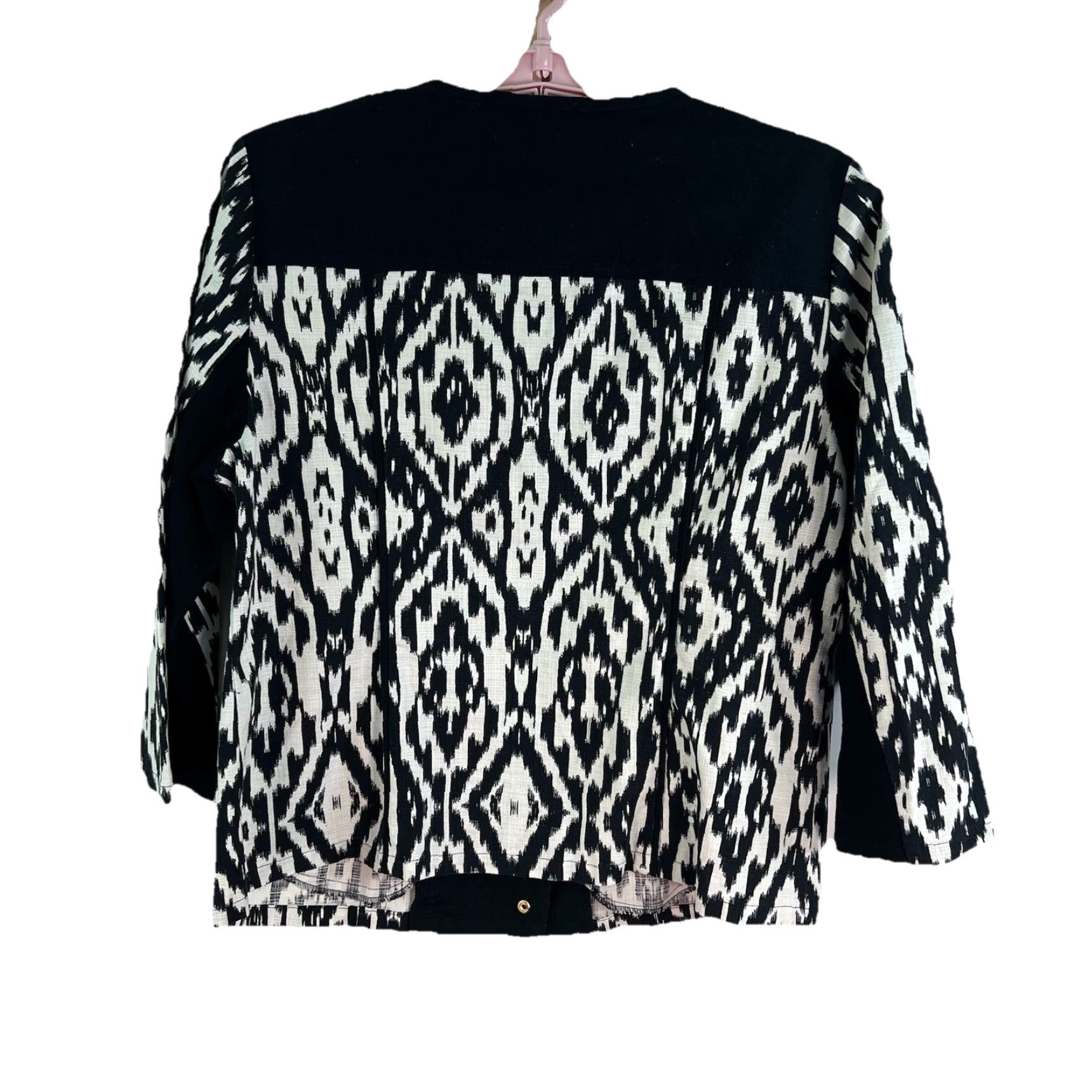 Vintage CHICO'S Full Zip Animal Print Moto Jacket Womens Size 1 Black White Adult Regular Short 3/4 Sleeve NWT Size XS / US 0-2 / IT 36-38 - 7 Thumbnail