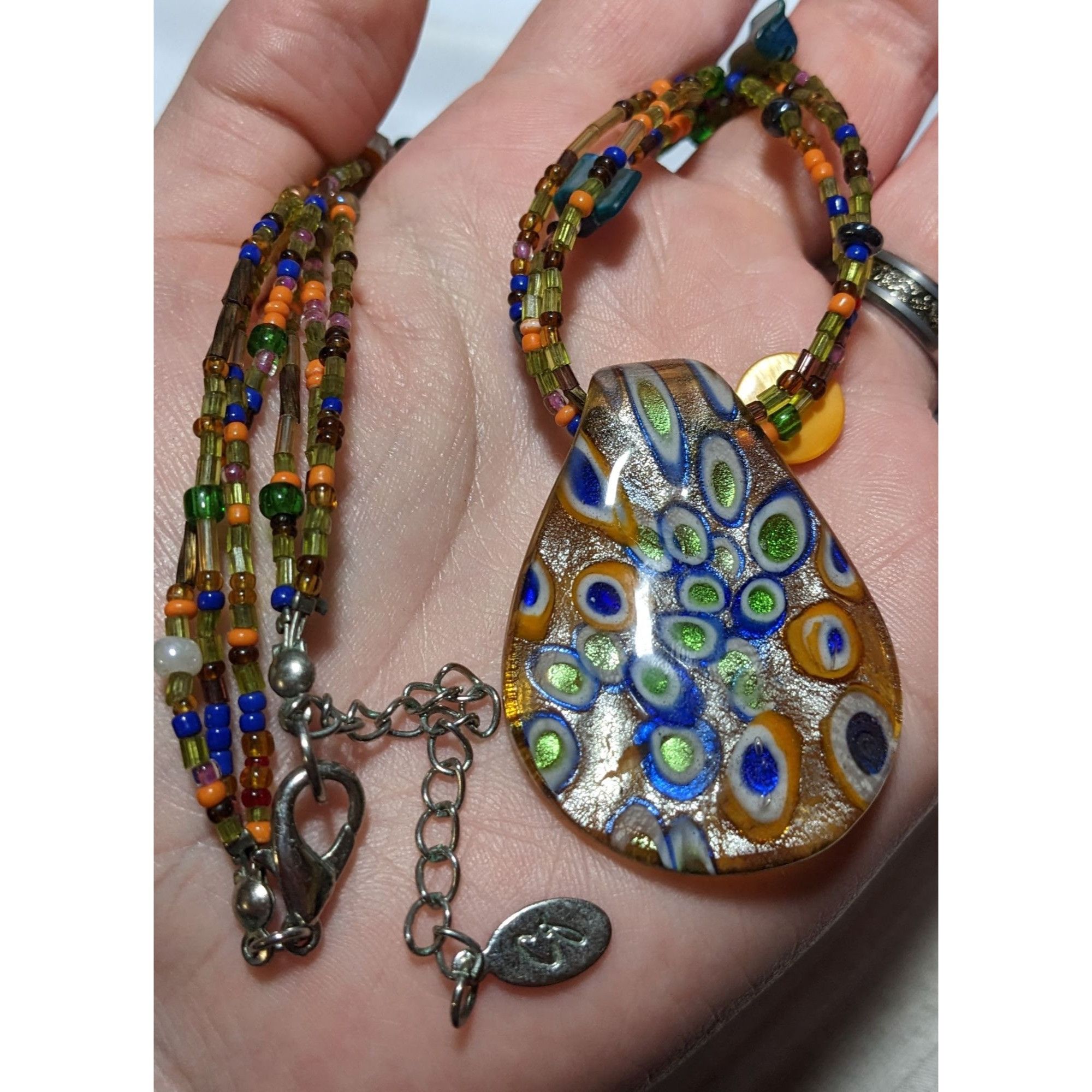 Other Retro Rainbow Glass Beaded Pendant Necklace Size ONE SIZE - 7 Thumbnail