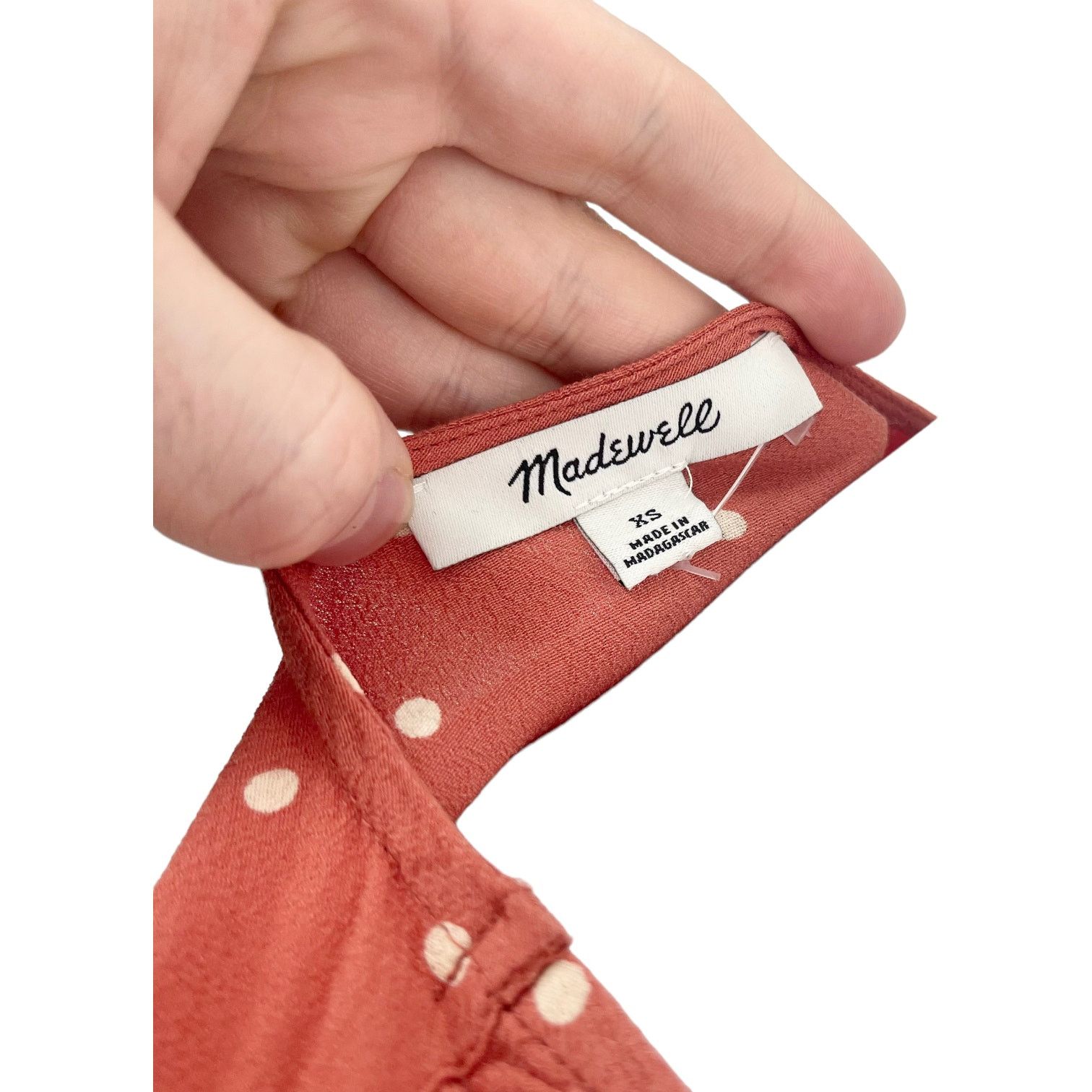Madewell Madewell Women's XS Peach Sash-Tie Wrap Top in Polka Dot Size XS / US 0-2 / IT 36-38 - 8 Thumbnail