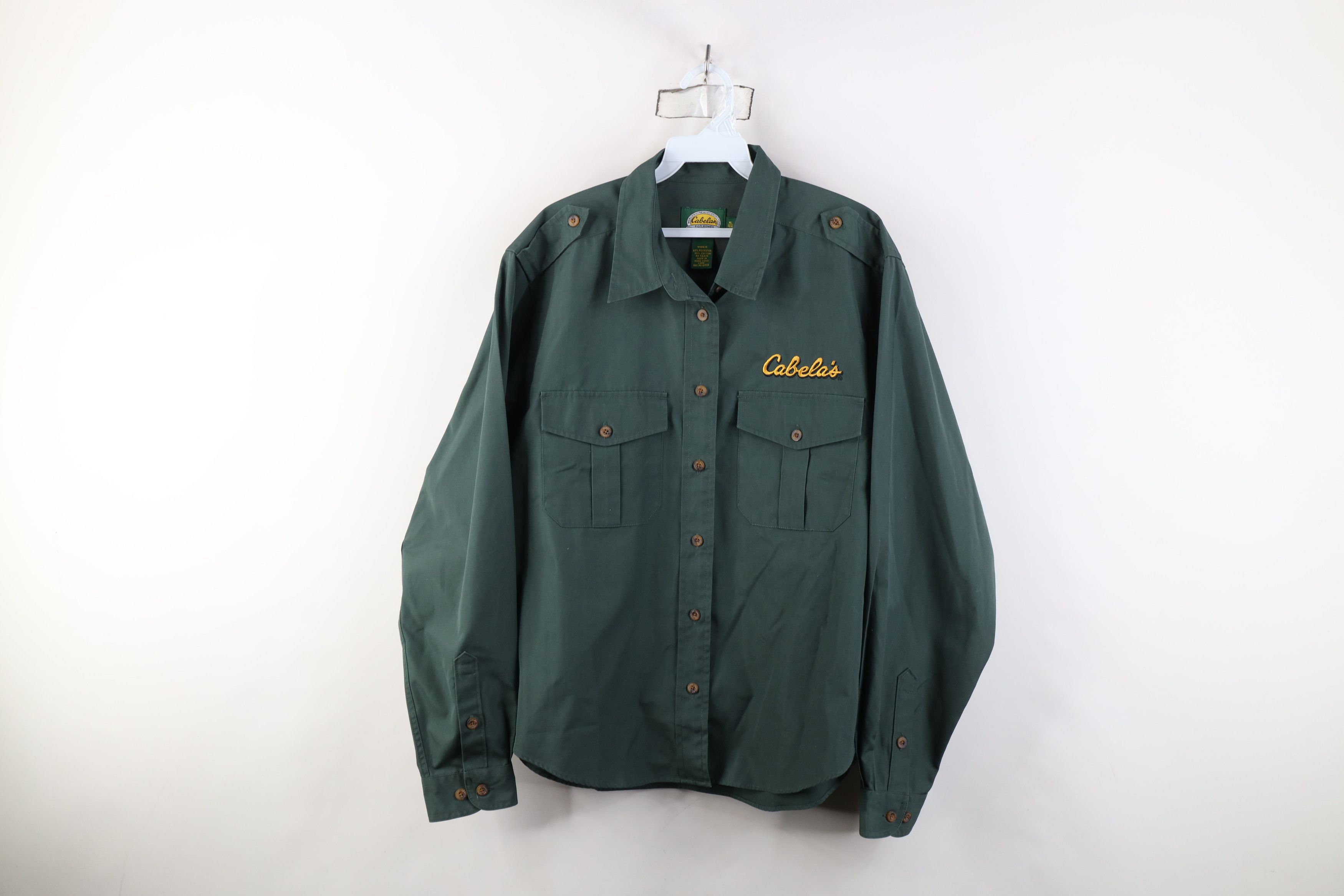 Cabelas Vintage 90s Cabelas Safari Collared Button Shirt Green Size XL / US 12-14 / IT 48-50 - 1 Thumbnail