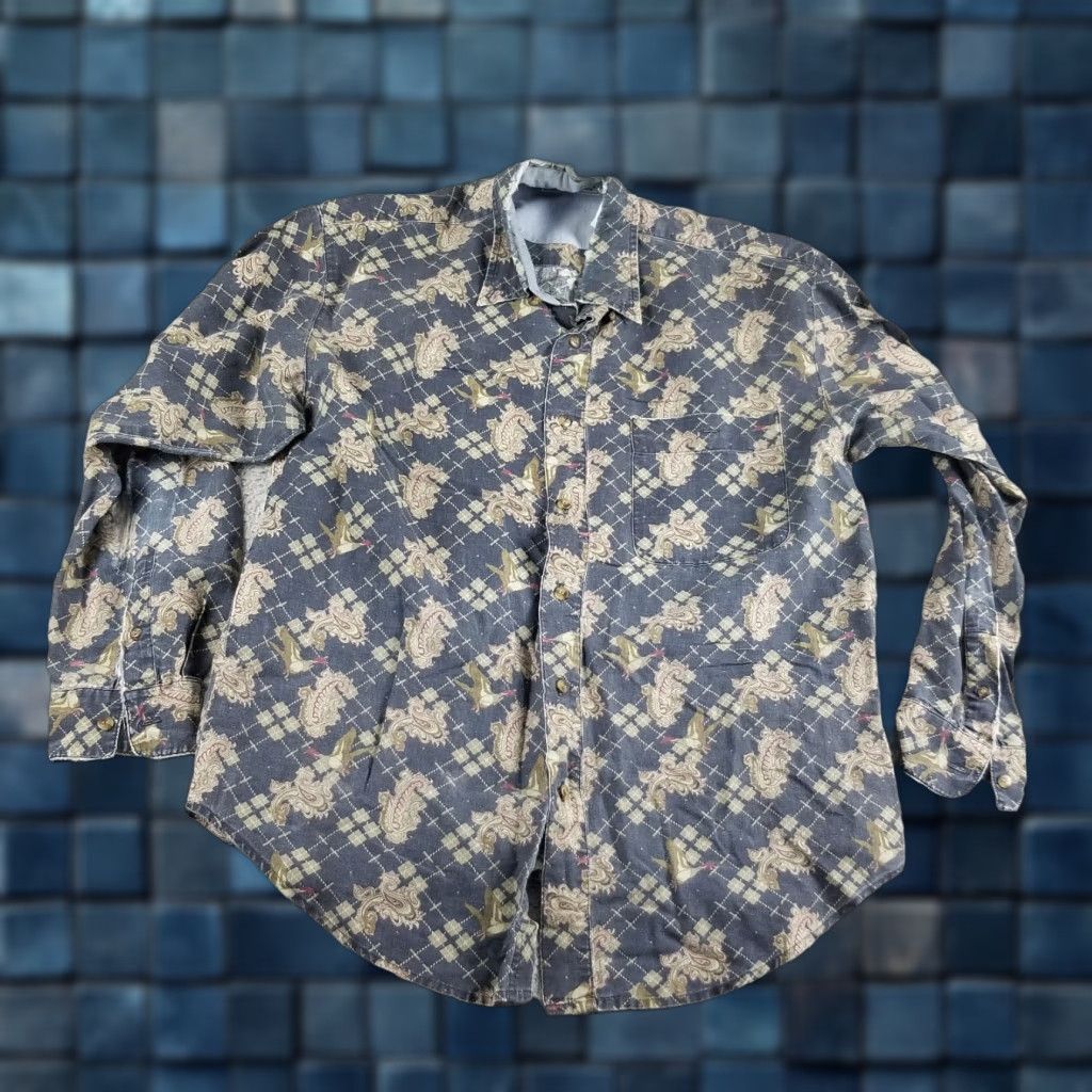 Bugle Boy Bugle Boy Men Shirt Adult Medium Blue Duck All Over Print Button-Down Casual Grunge Hunting Size US M / EU 48-50 / 2 - 1 Thumbnail