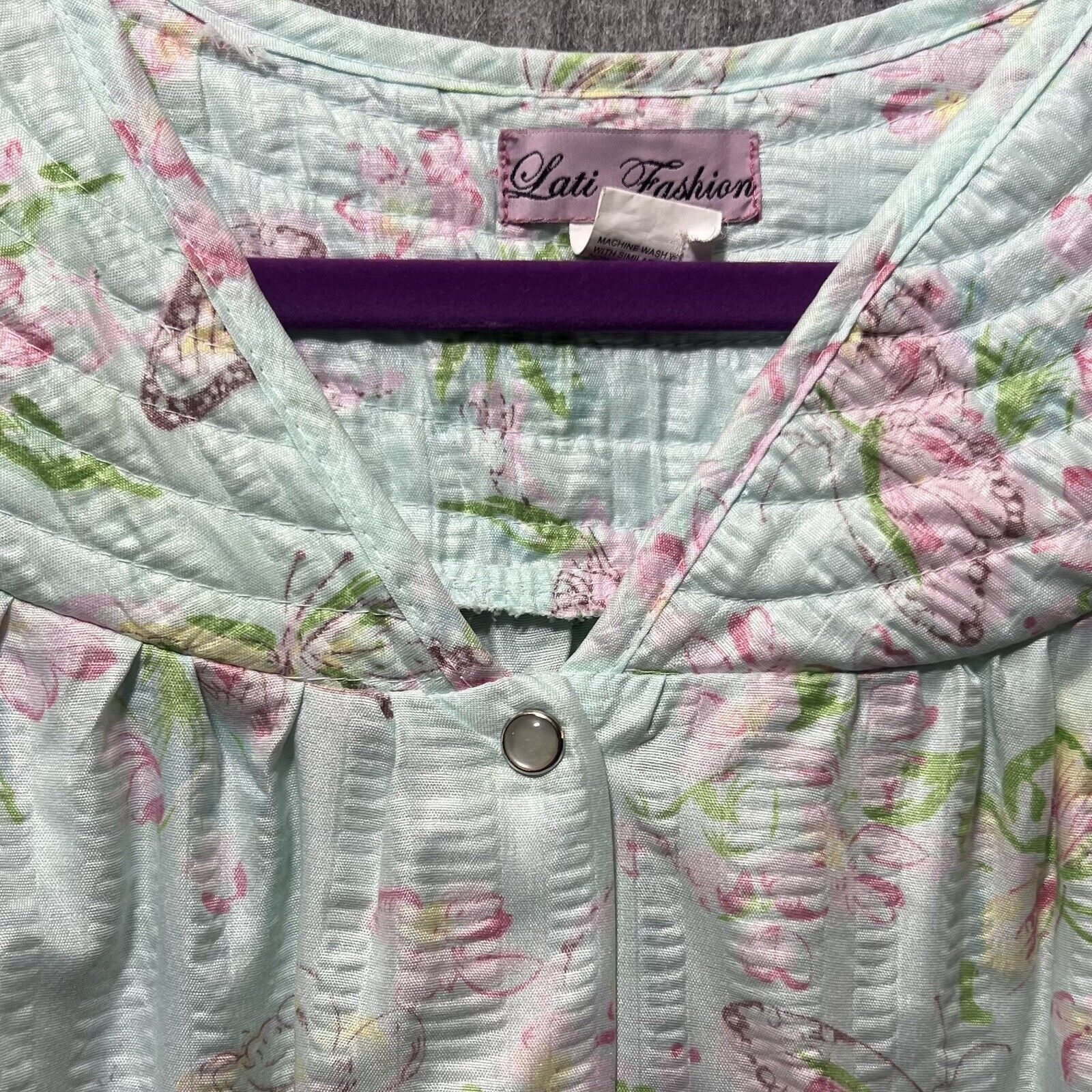 Other Lati Fashion Sleepwear Nightgown L House Coat Robe Button Up Size ONE SIZE - 6 Thumbnail