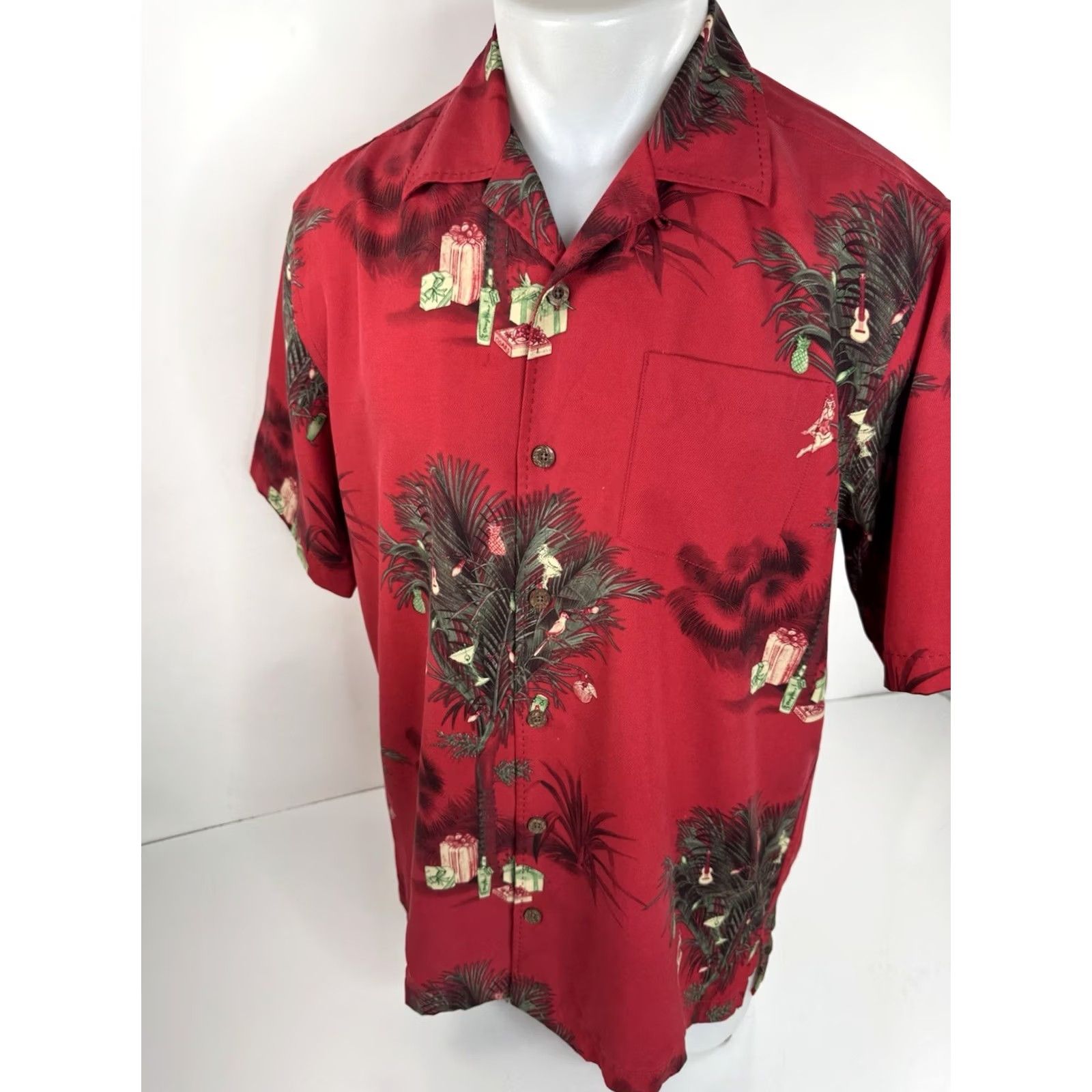 Tommy Bahama TOMMY BAHAMA HULA SHIRT Wool Silk Christmas Gift Tree M Aloha Shirt Red Short Sleeve Mens M Size US M / EU 48-50 / 2 - 2 Thumbnail