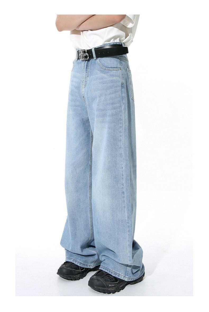 Japanese Brand × Jean Light blue vintage wash oversized straight-leg casual jeans Size US 32 / EU 48 - 2 Thumbnail