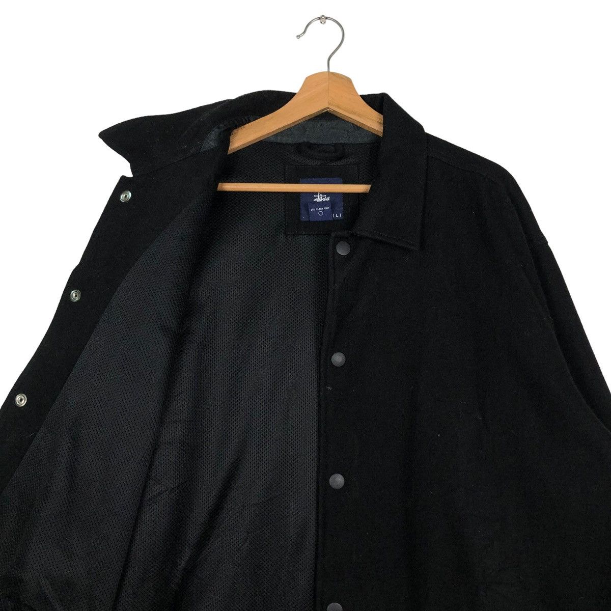 Stussy 🔥VINTAGE STUSSY WOOL JACKET BIKER RICH BLACK Size US L / EU 52-54 / 3 - 12 Thumbnail