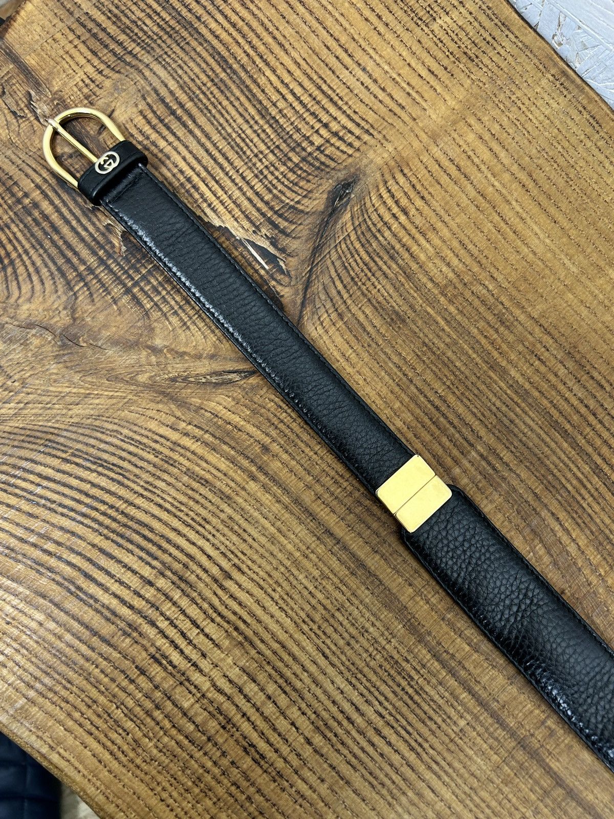 Gucci 80s Vintage Gucci Black Leather Made In Italy Belt Size ONE SIZE - 3 Thumbnail