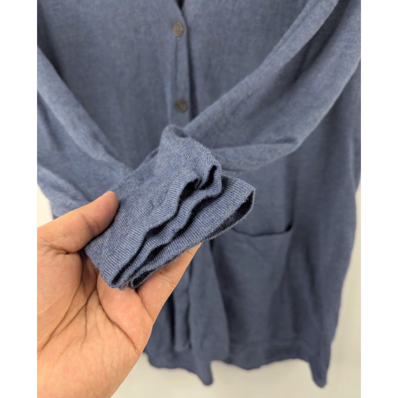 J. Jill J. Jill Cardigan Sweater Women Medium Petite Heather Blue Knit Cardigan Bohemian Travel Lightweight Poplin? Size M / US 6-8 / IT 42-44 - 3 Thumbnail