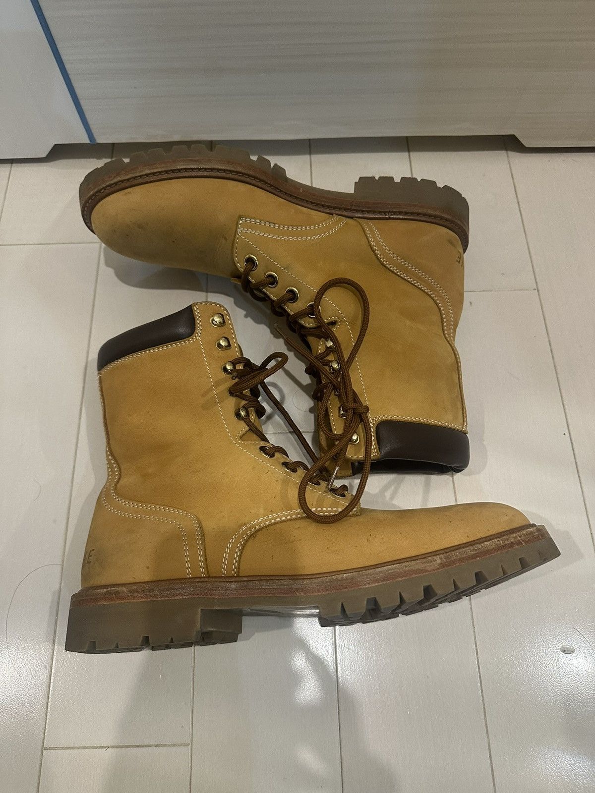 Celine CELINE 21AW KURT 01 High Lace-Up Boots 45 Wheat Nubuck Size US 11.5 / EU 44-45 - 6 Thumbnail