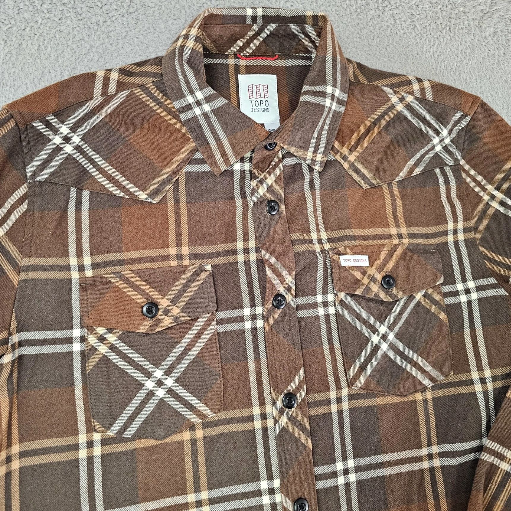Topo Designs VINTAGE Topo Designs Shirt Mens Medium Brown Plaid Button Down Long Sleeve Flannel Size US M / EU 48-50 / 2 - 2 Thumbnail