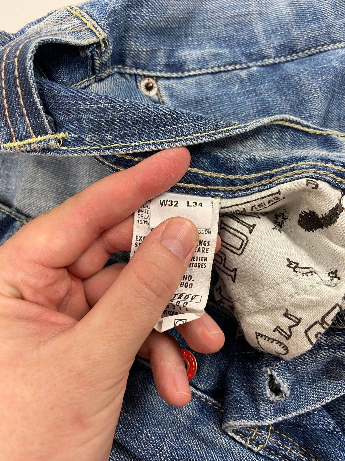Evisu × Puma Blue Denim Straight Fit Seagull Logo Vintage Y2K Size US 32 / EU 48 - 15 Thumbnail