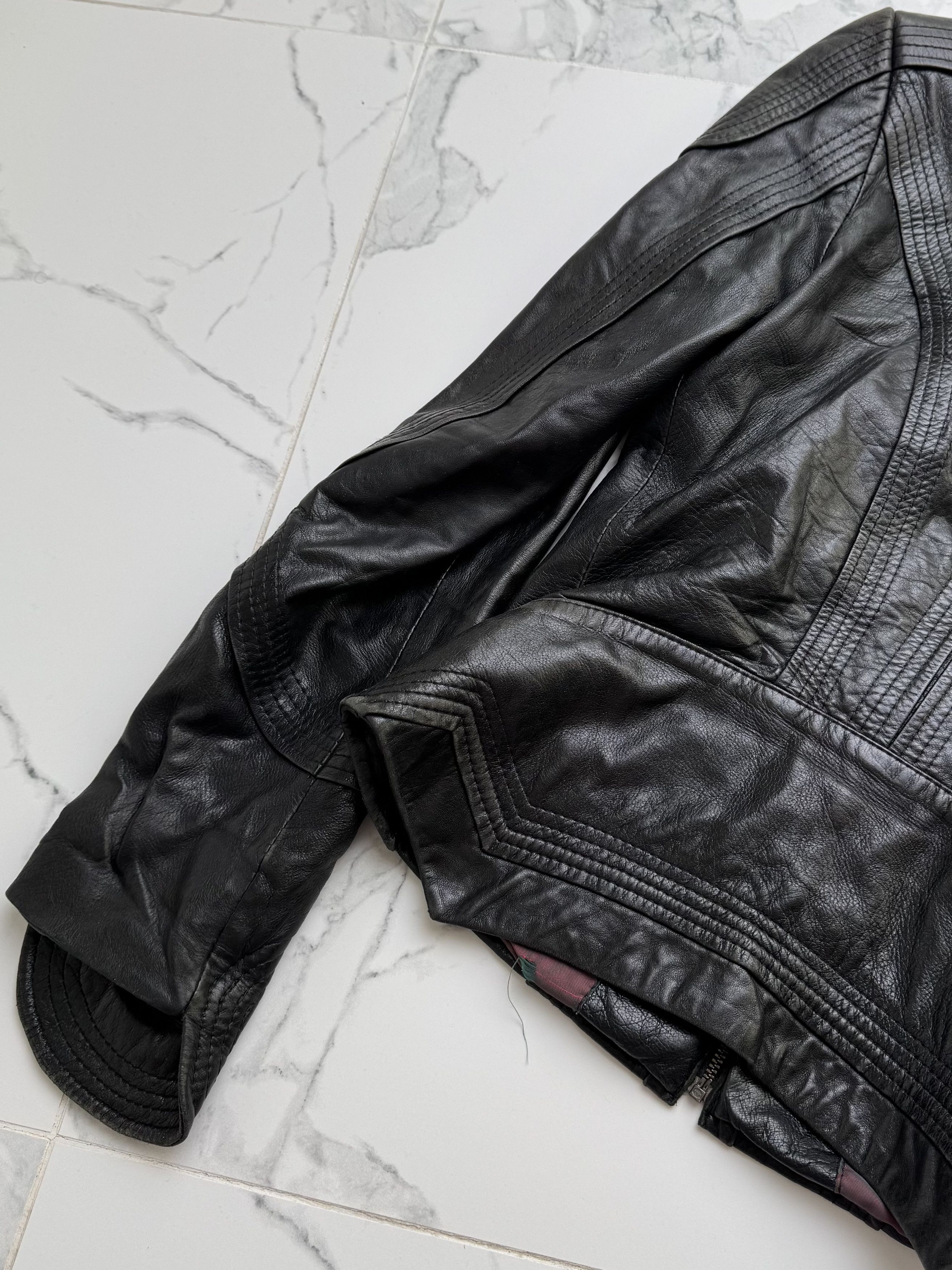 Genuine Leather Leather Jacket Women Size M Fitted Zip Moto Minimalist Y2K Size M / US 6-8 / IT 42-44 - 14 Thumbnail