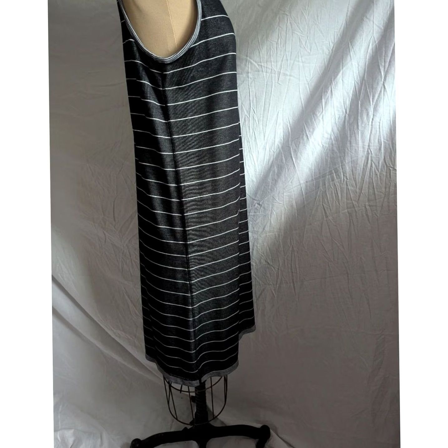 Lands' End Lands End Black White Striped Sleeveless Tank Dress Knee Length Casual Women M Size M / US 6-8 / IT 42-44 - 2 Thumbnail
