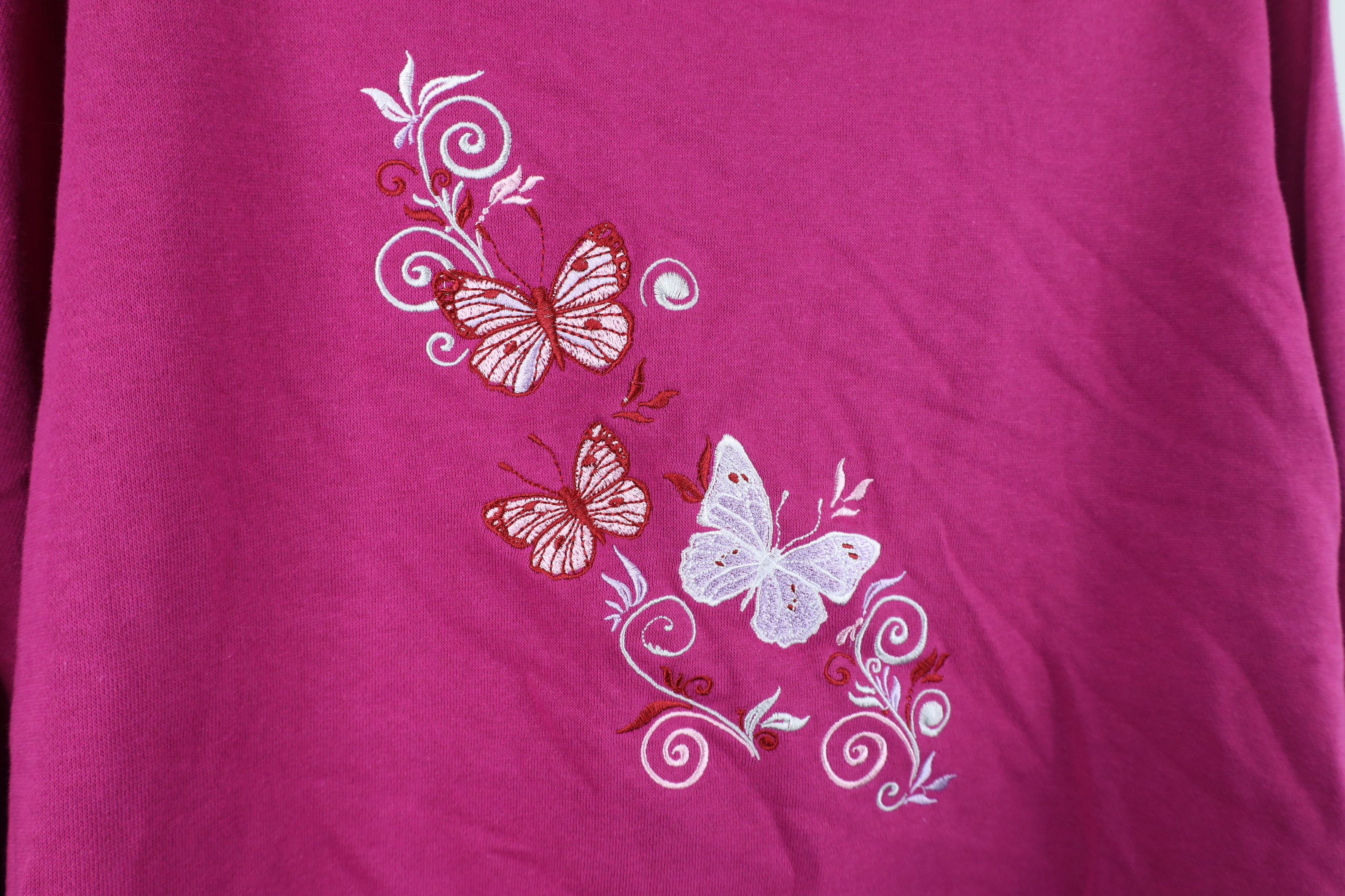 Vintage Vintage 90s Y2K Streetwear Butterfly Collared Sweatshirt Size L / US 10 / IT 46 - 4 Thumbnail