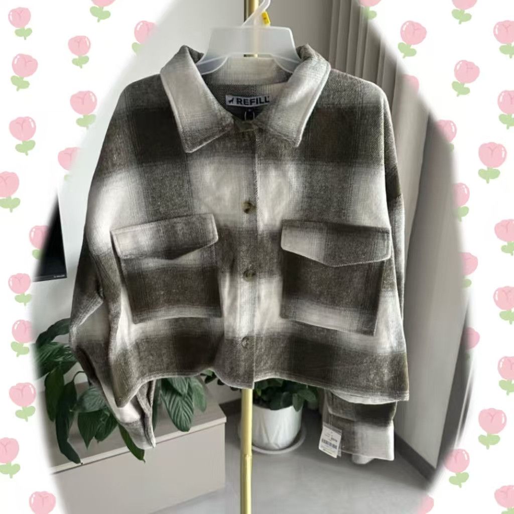 Vintage etro Olive Green Gradient Plaid Wool Blend Shirt Jacket Size US M / EU 48-50 / 2 - 1 Thumbnail