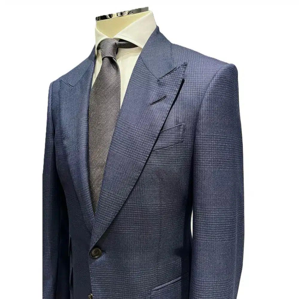 Tom Ford o1loc1c0725 2LEP01 Check Wool Shelton Suit in Navy Size US XXL / EU 58 / 5 - 2 Thumbnail