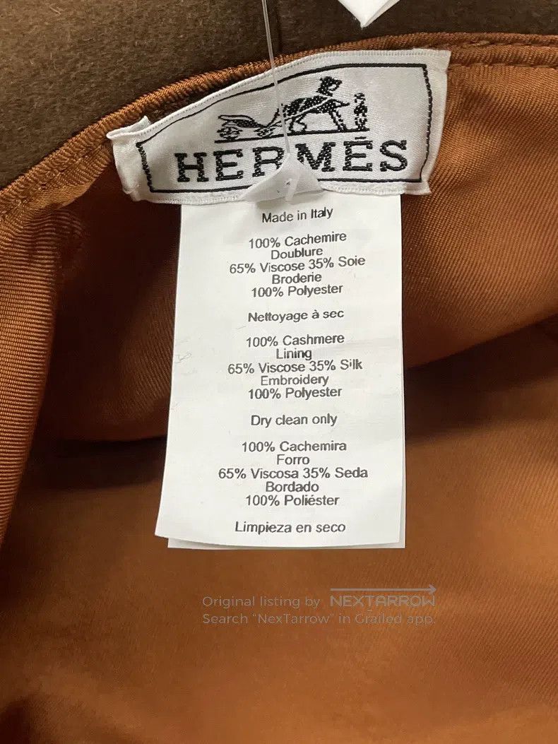 Hermes Hermes size 57 Khaki embroidered cashmere fisherman's hat Size ONE SIZE - 5 Thumbnail