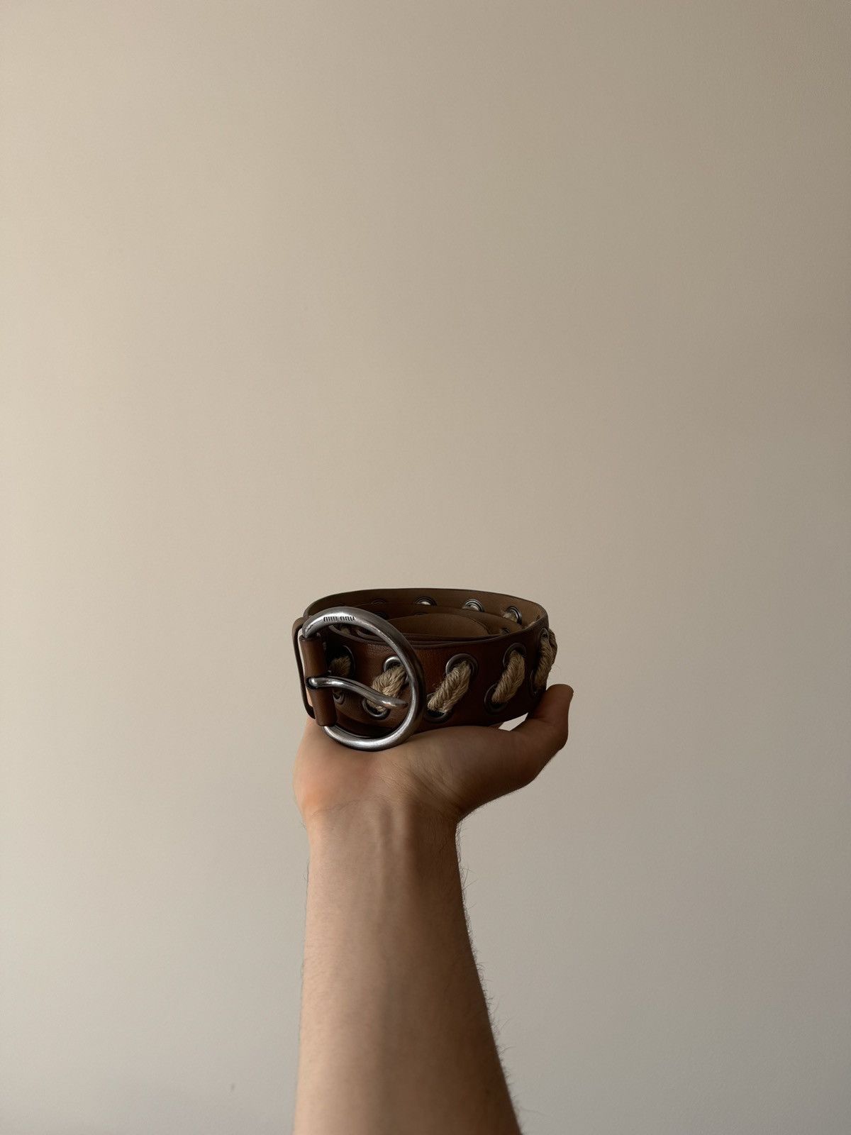 Miu Miu Miu Miu Rope Leather Belt Size 34 - 1 Thumbnail